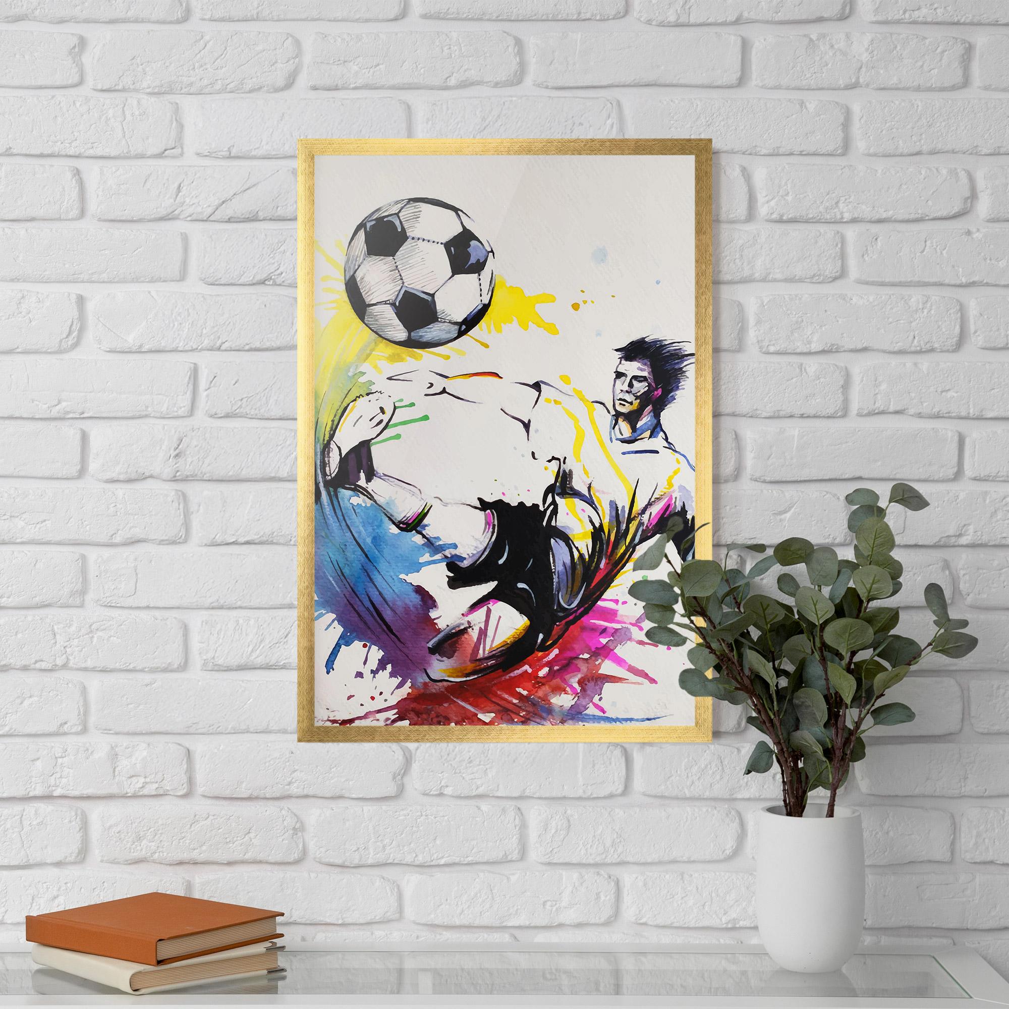 Poster Înrămat Yellow Art Football mockup 5