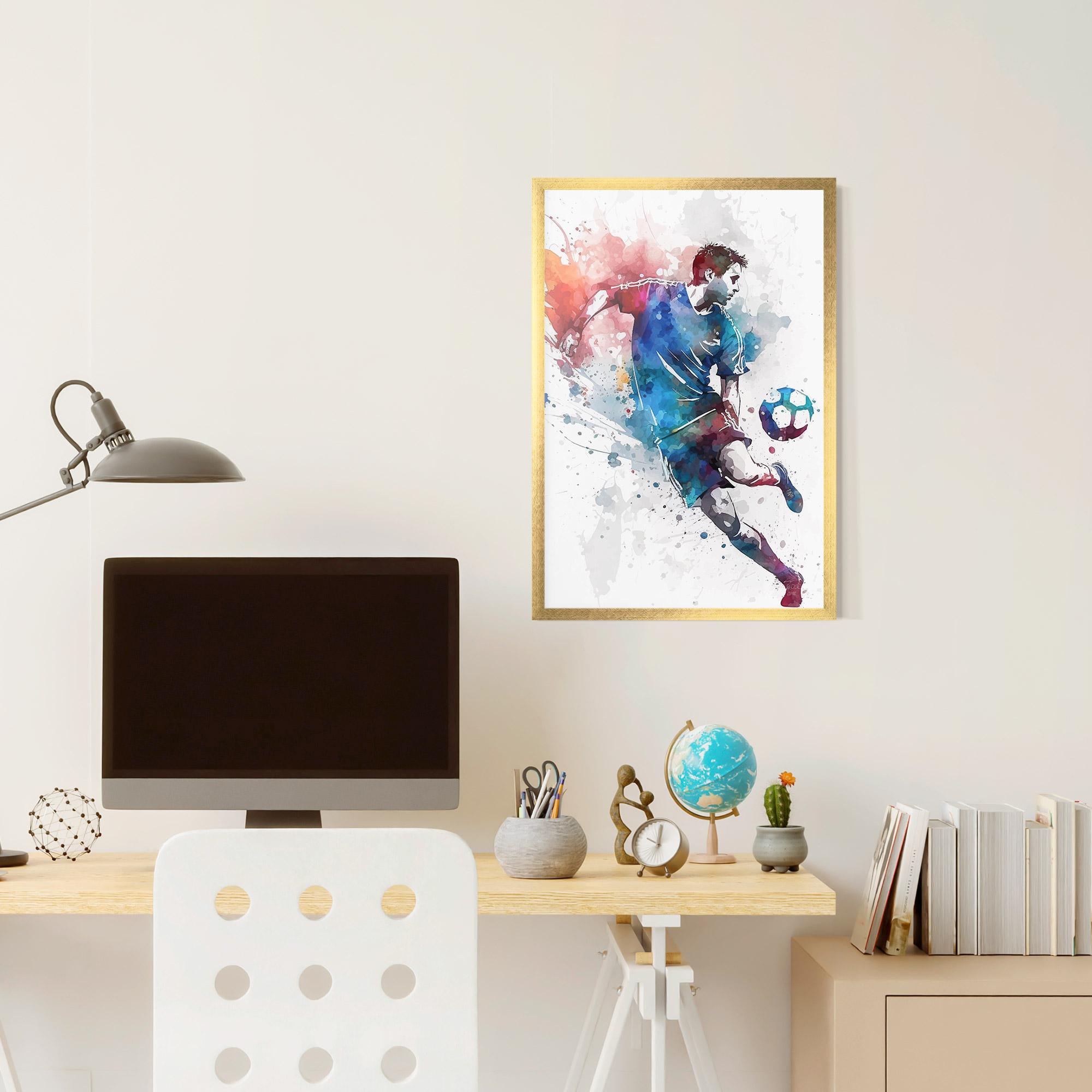 Poster Înrămat Watercolor Football mockup 6