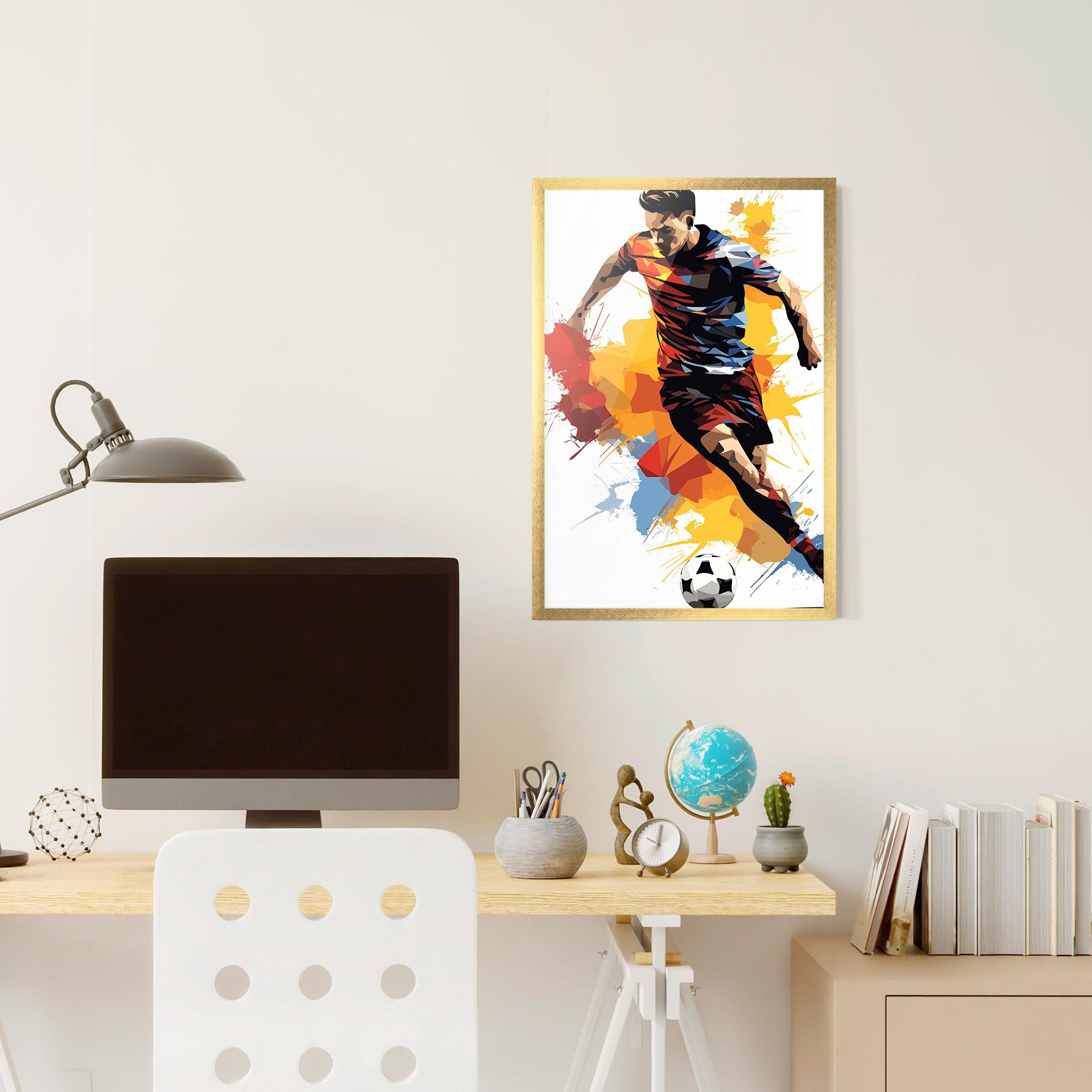 Poster Înrămat Yellow Paint Football mockup 6