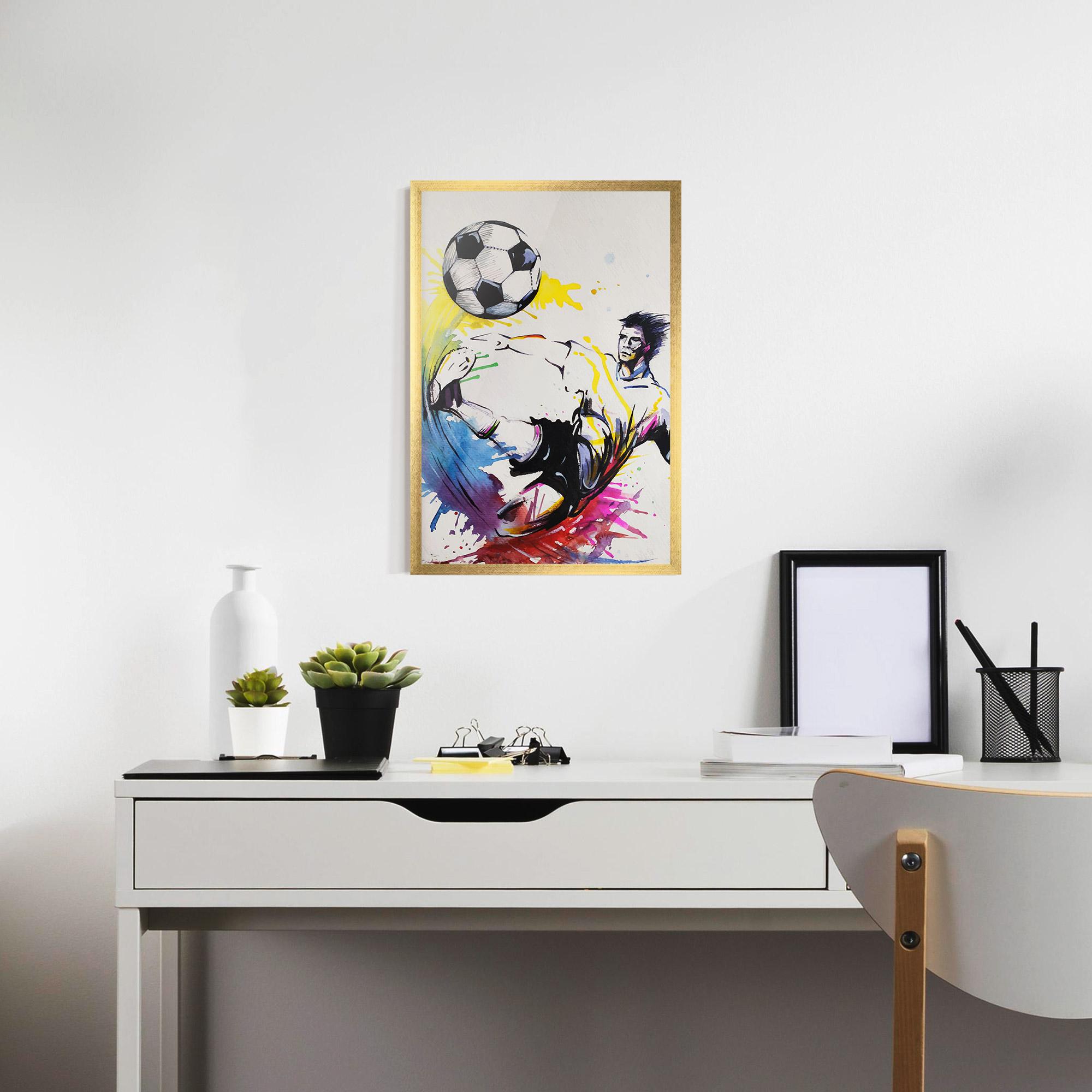 Poster Înrămat Yellow Art Football mockup 7