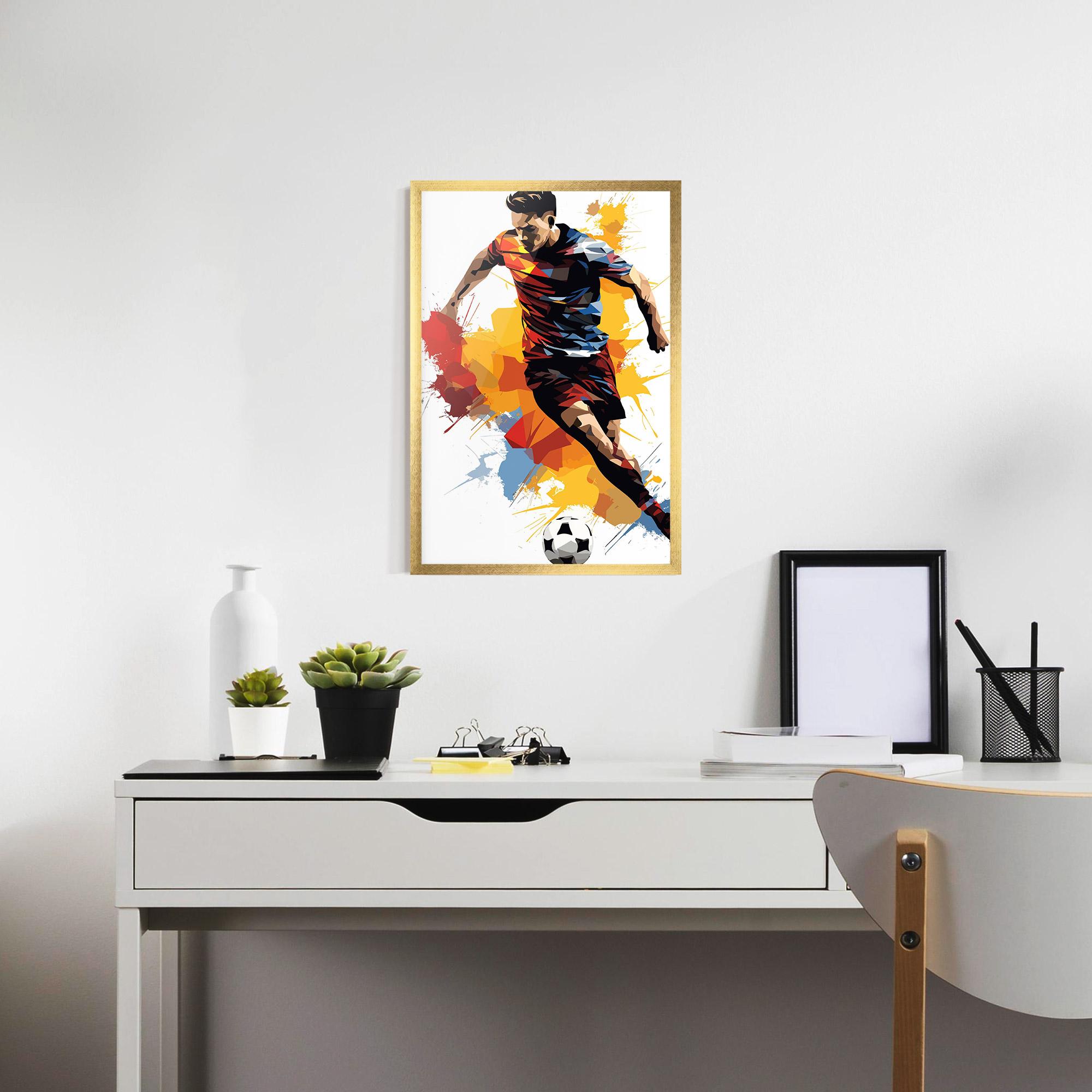 Poster Înrămat Yellow Paint Football mockup 7