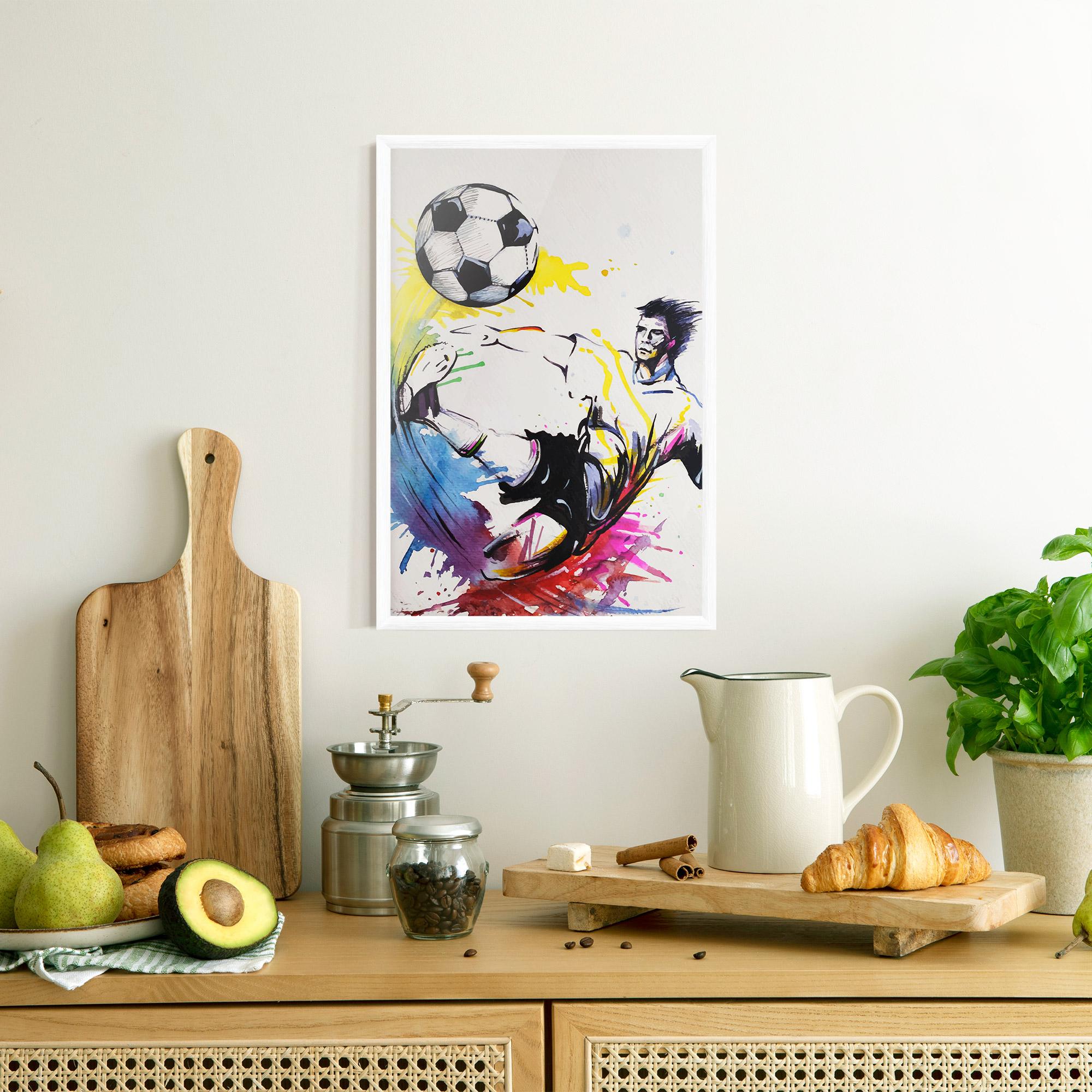 Poster Înrămat Yellow Art Football mockup 8