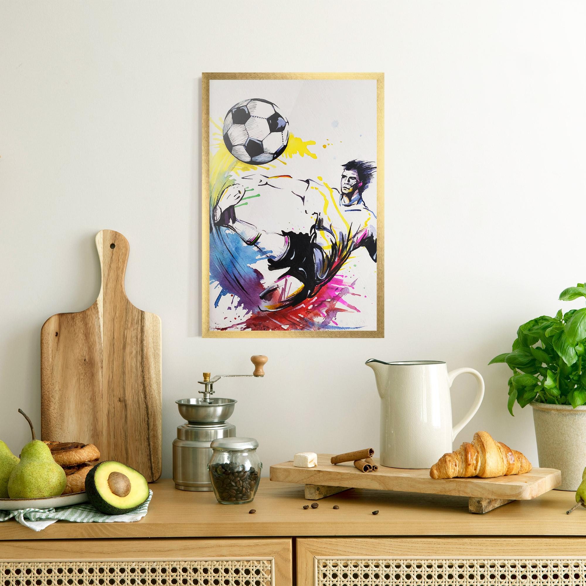 Poster Înrămat Yellow Art Football mockup 8