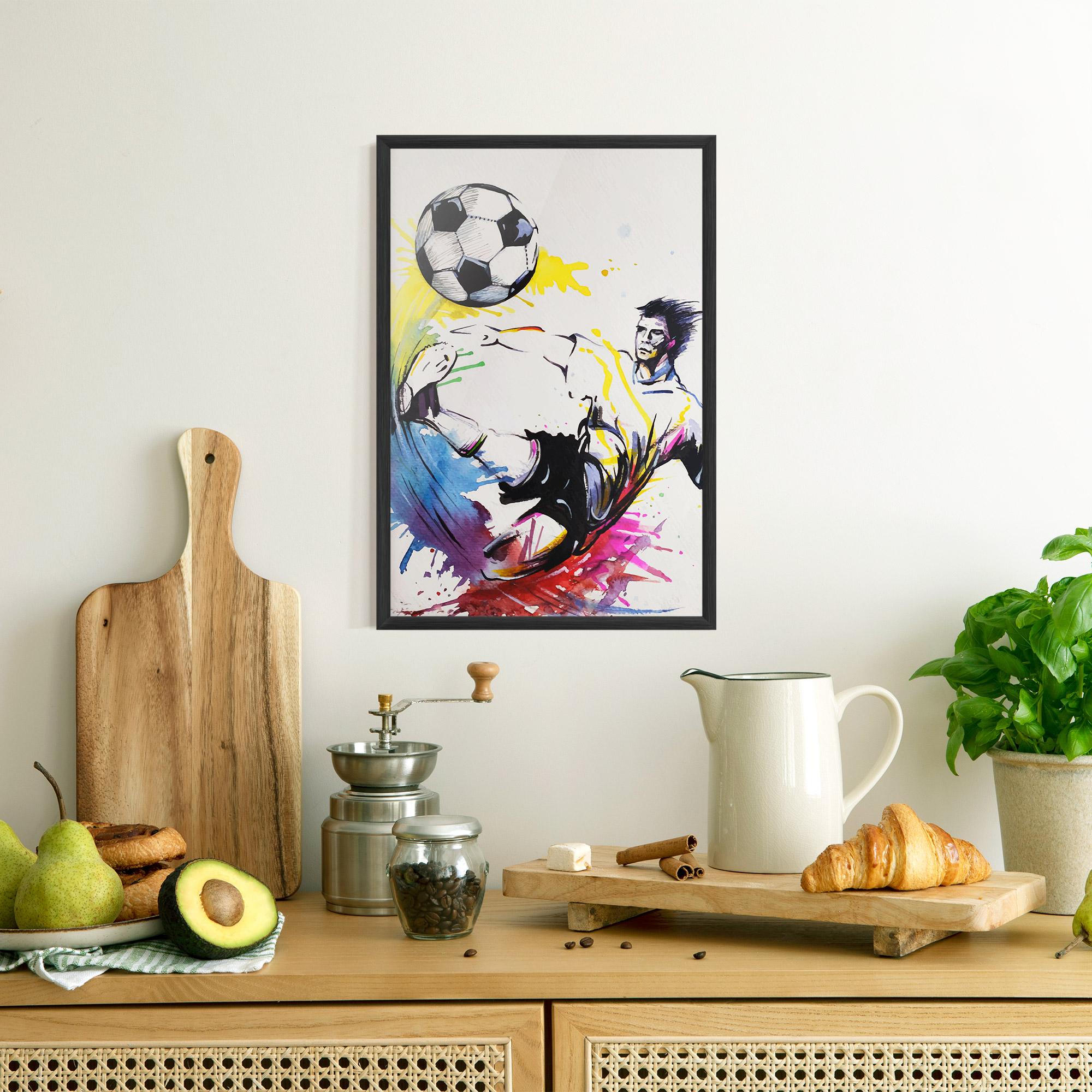 Poster Înrămat Yellow Art Football mockup 8