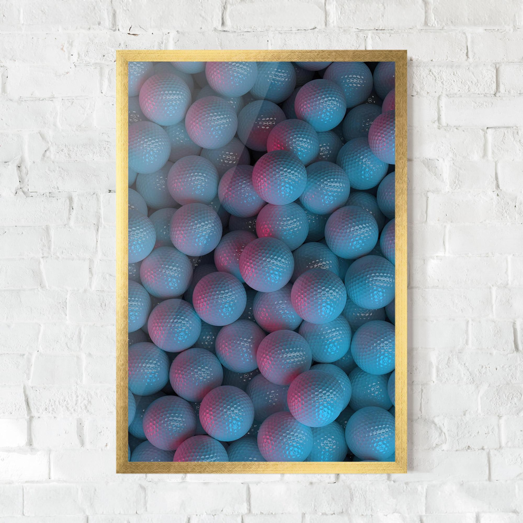 Poster Înrămat Blue Light Golf Ball mockup 0