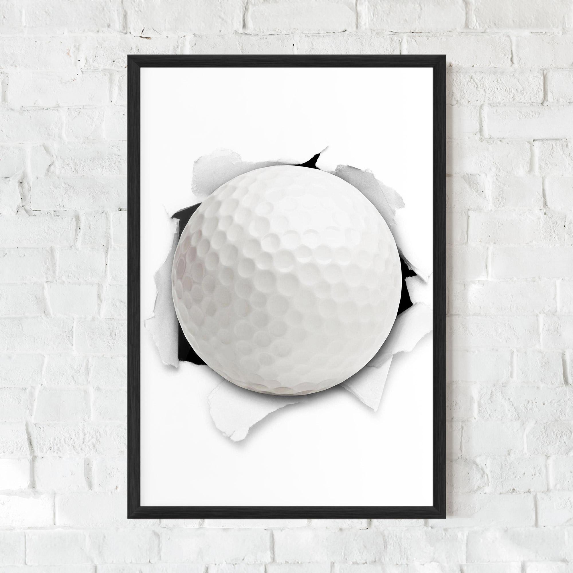 Poster Înrămat Golf Ball Bursting Hole mockup 0