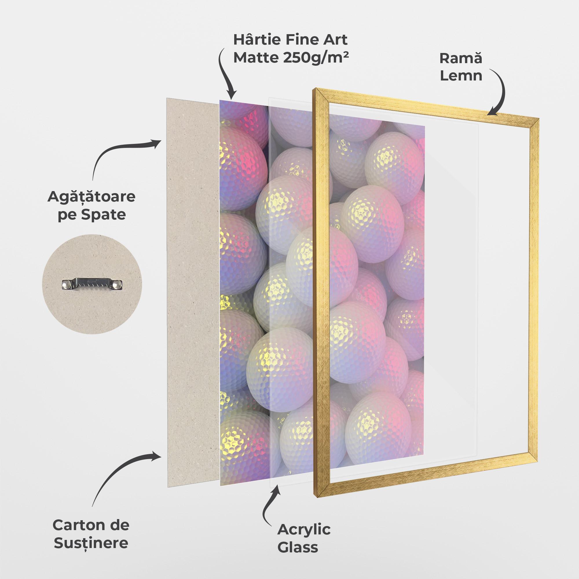 Poster Înrămat Purple Light Golf Ball mockup 1