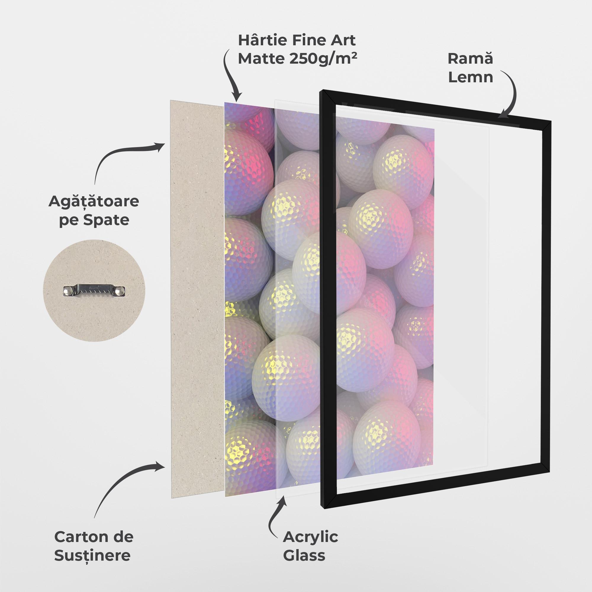 Poster Înrămat Purple Light Golf Ball mockup 1