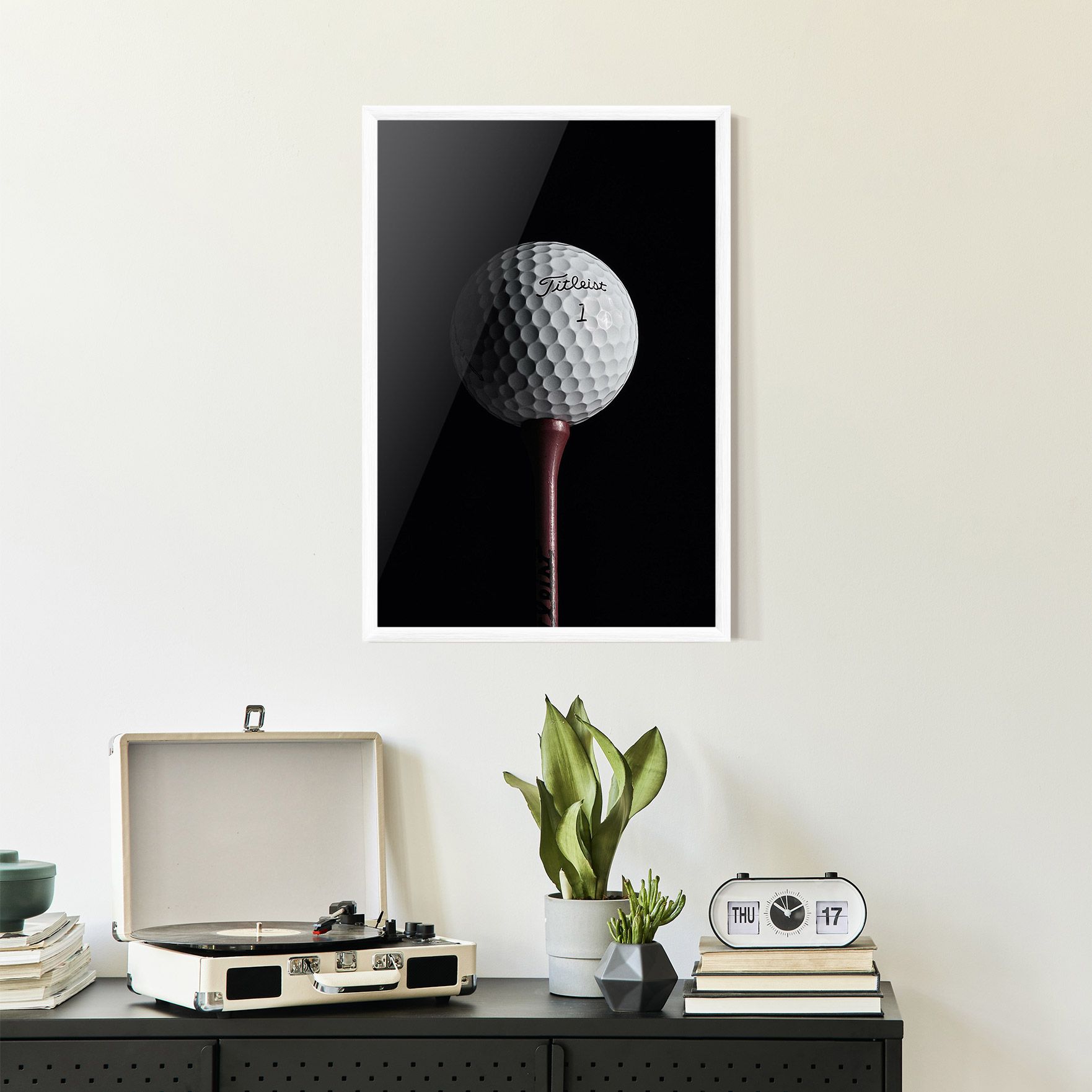 White Golf Ball On Black mockup 2