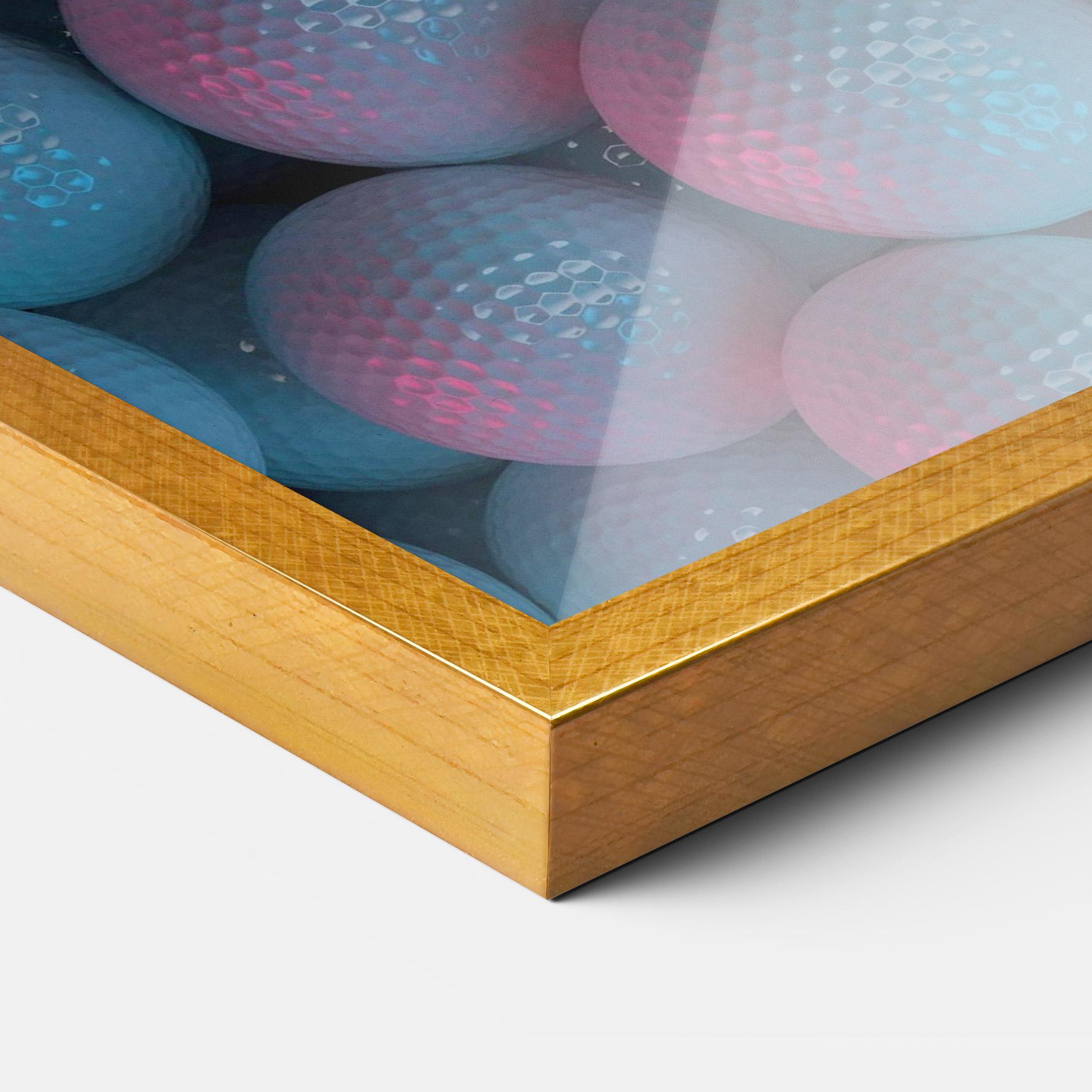 Poster Înrămat Blue Light Golf Ball mockup 3