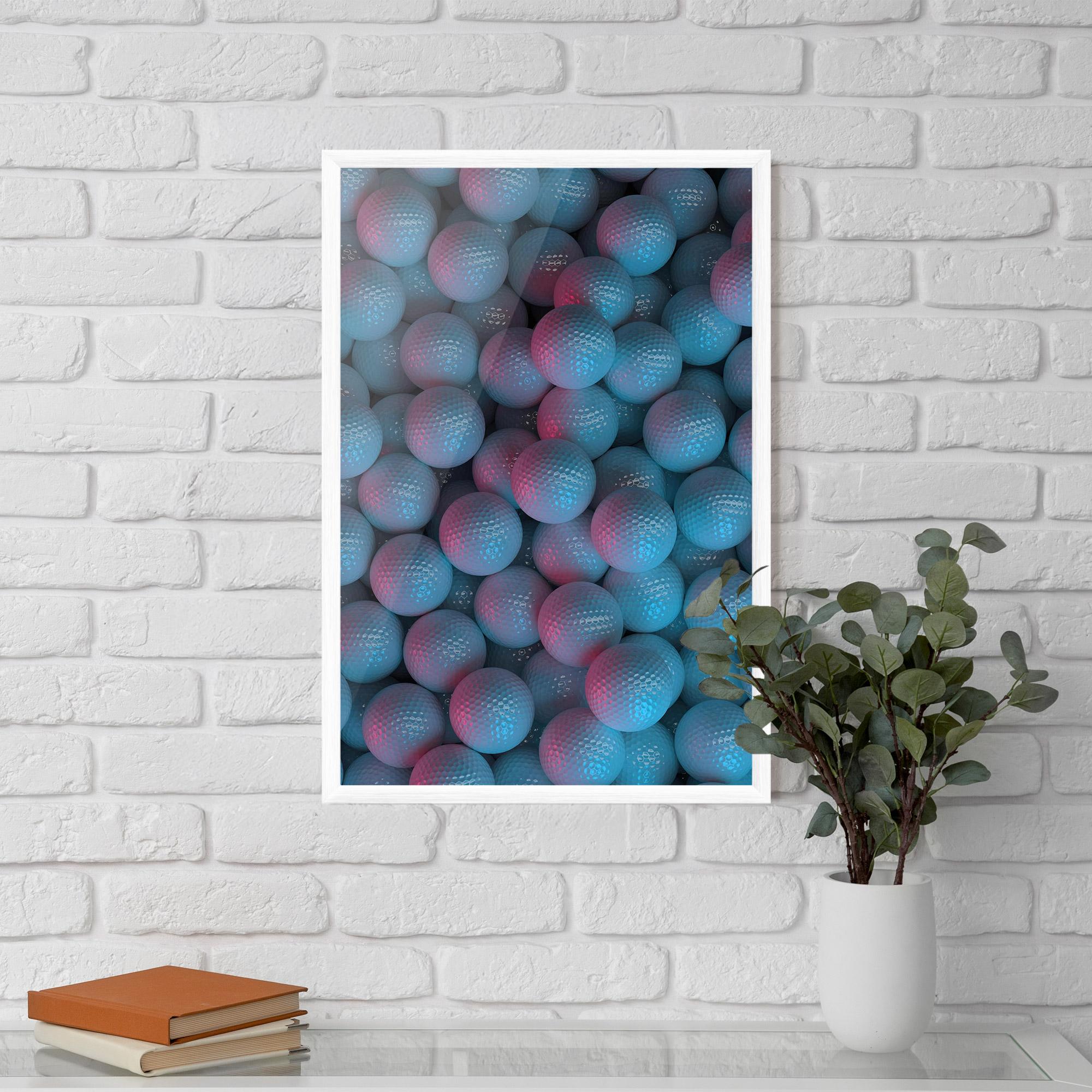 Poster Înrămat Blue Light Golf Ball mockup 5