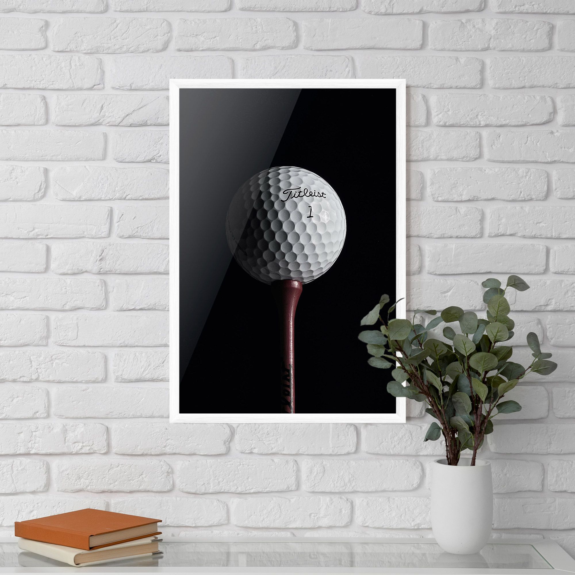 White Golf Ball On Black mockup 5