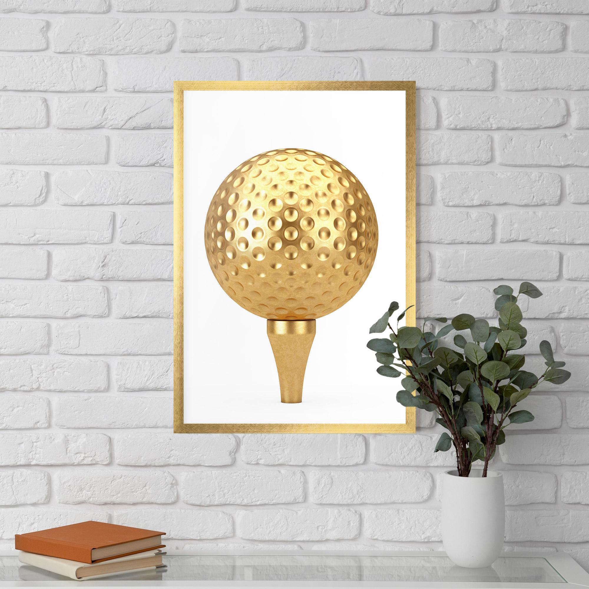 Poster Înrămat Golden Golf Ball mockup 5