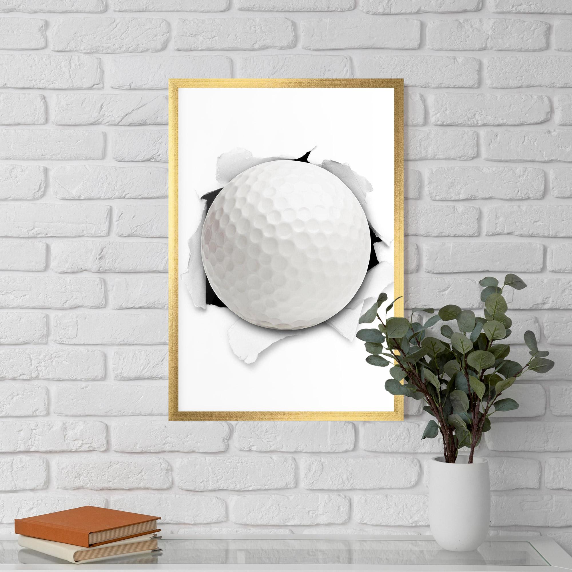 Poster Înrămat Golf Ball Bursting Hole mockup 5