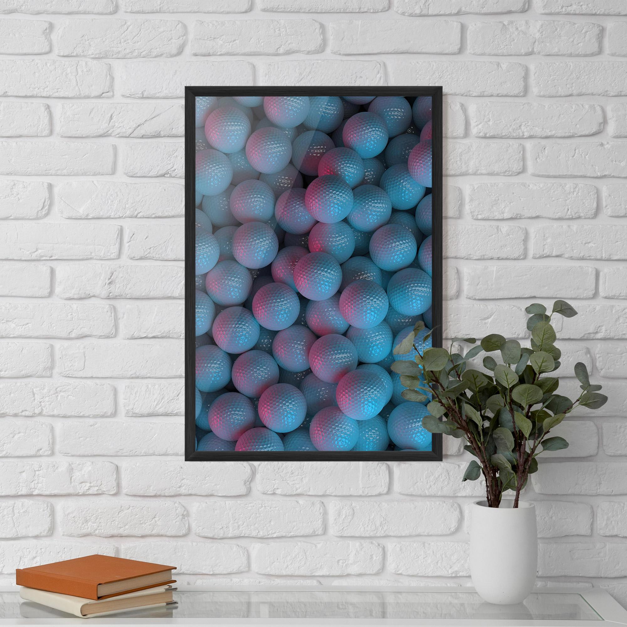 Poster Înrămat Blue Light Golf Ball mockup 5