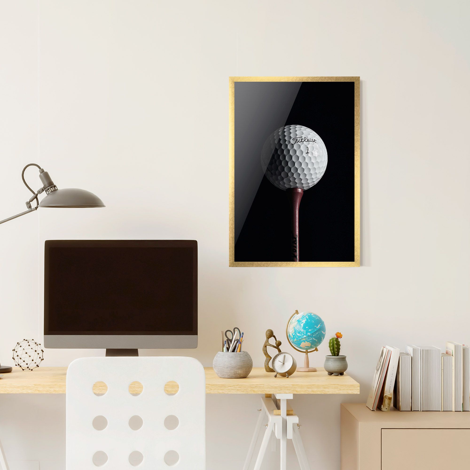 White Golf Ball On Black mockup 6