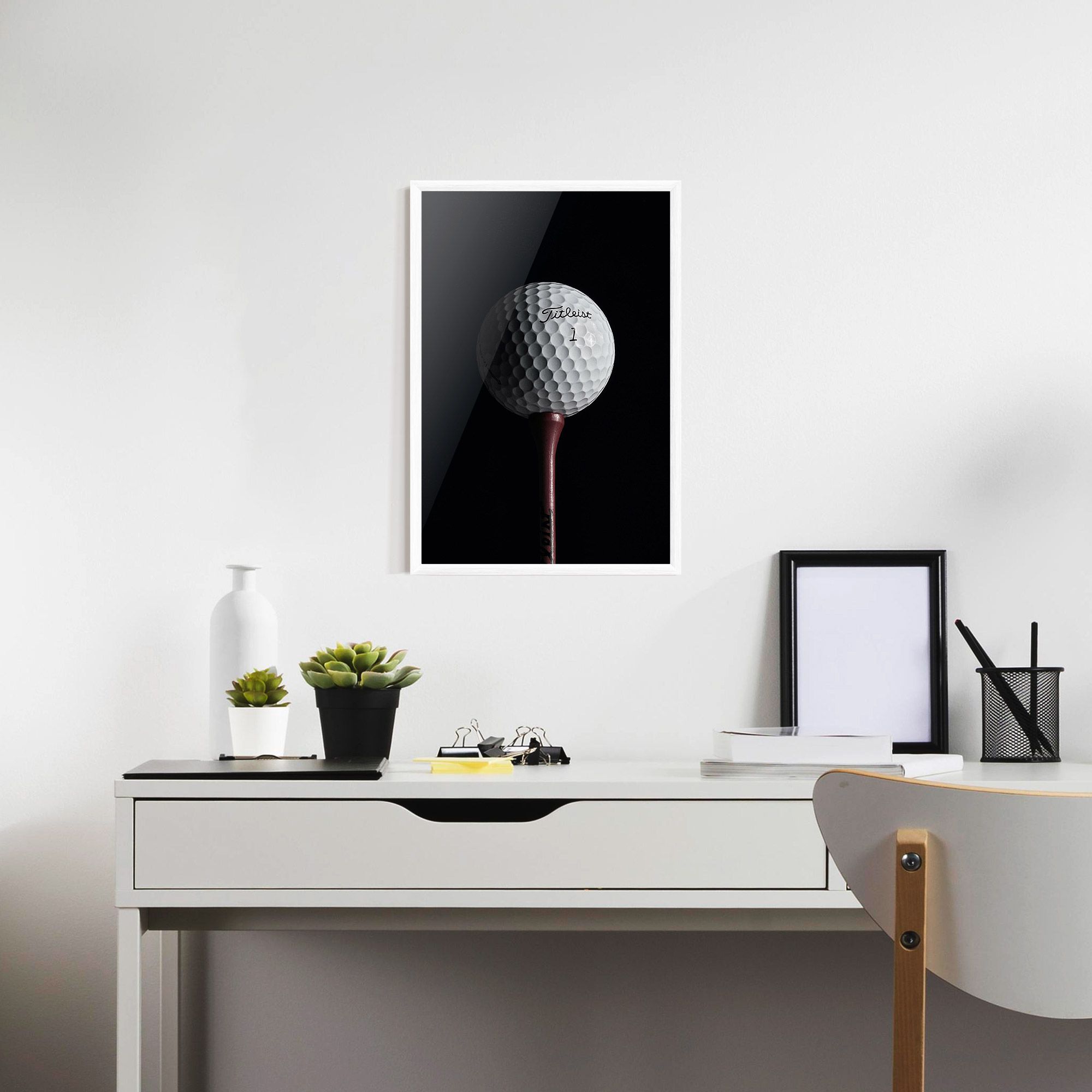 White Golf Ball On Black mockup 7