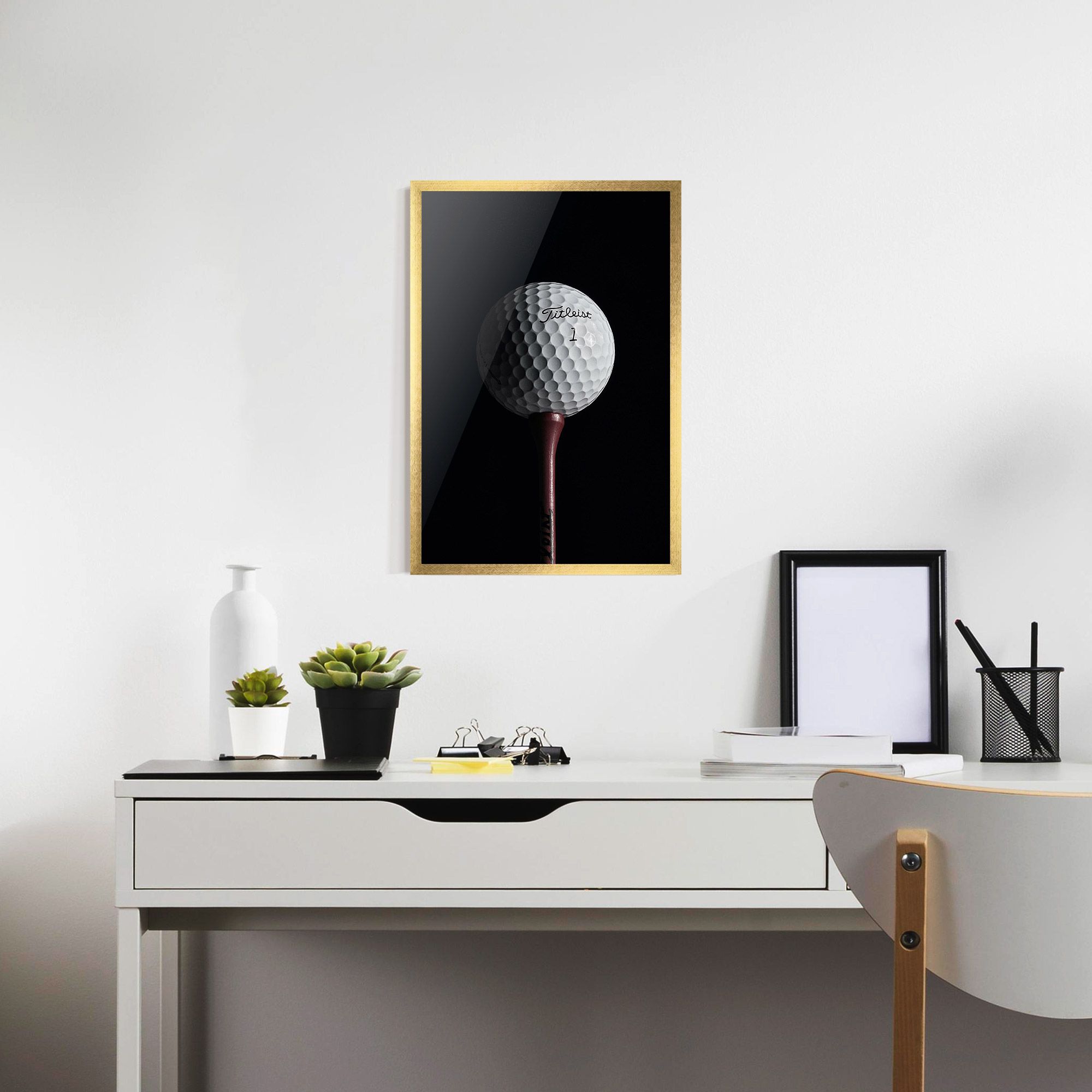 White Golf Ball On Black mockup 7