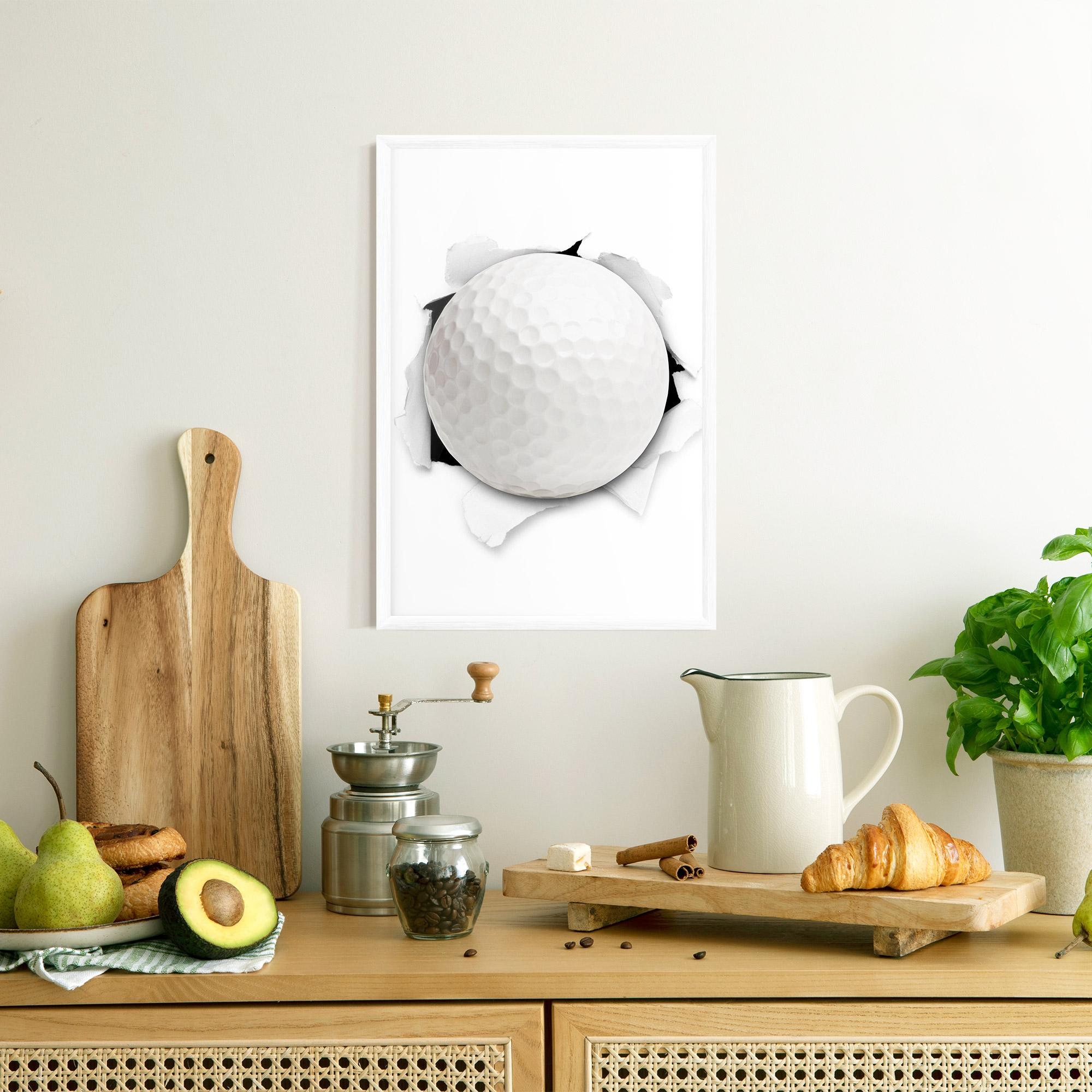 Poster Înrămat Golf Ball Bursting Hole mockup 8