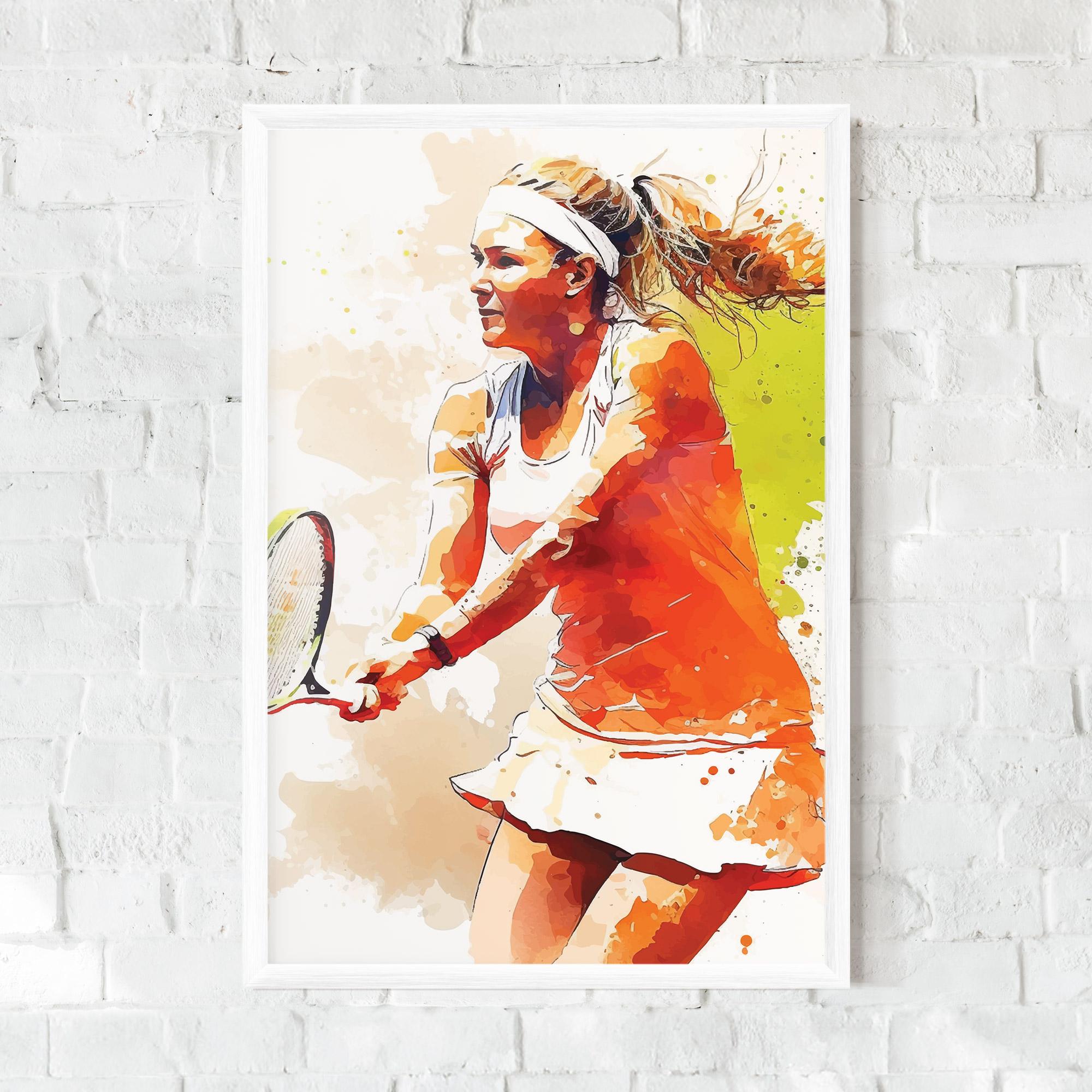 Poster Înrămat Orange Watercolor Tennis mockup 0