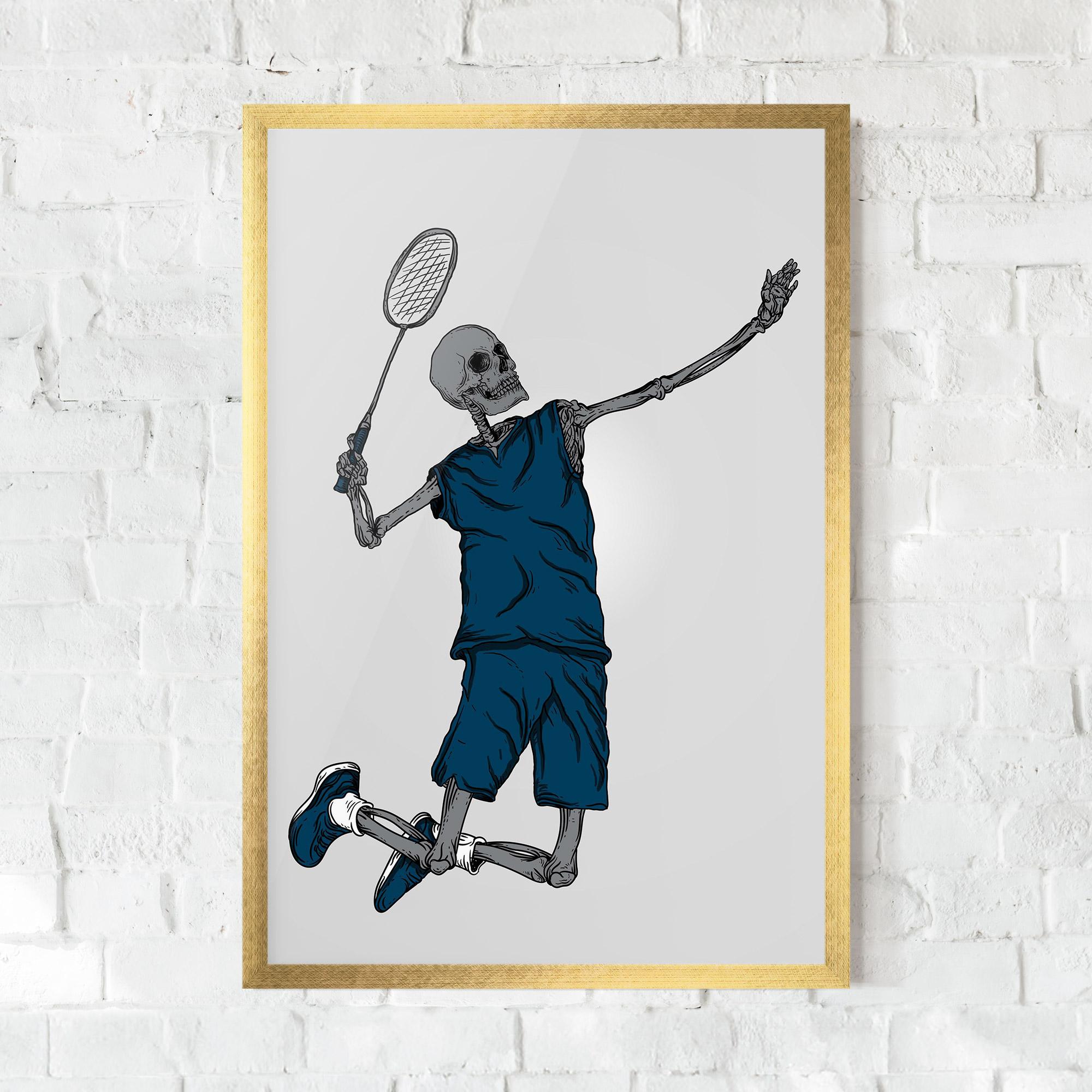 Poster Înrămat Blue Skull Tennis mockup 0