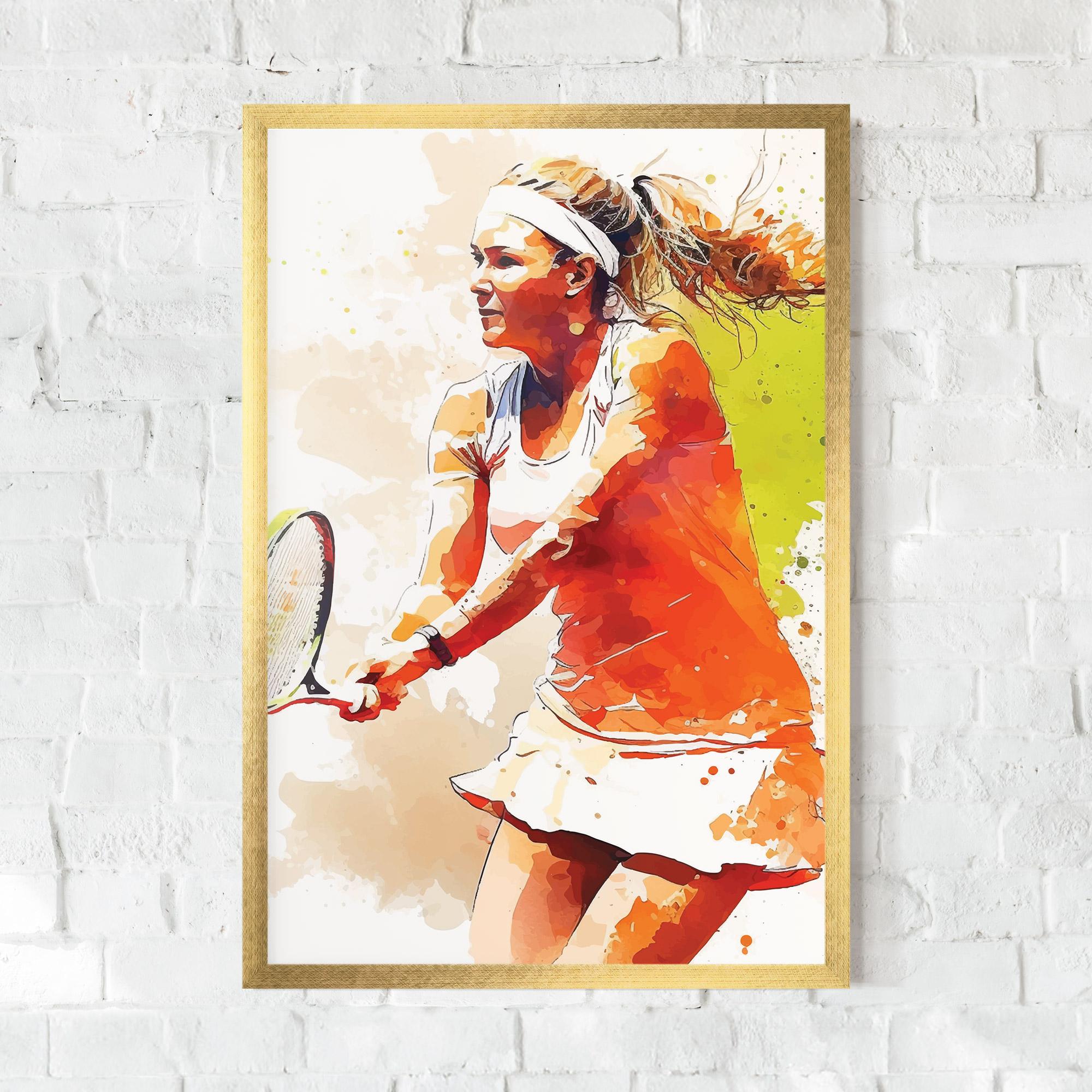 Poster Înrămat Orange Watercolor Tennis mockup 0