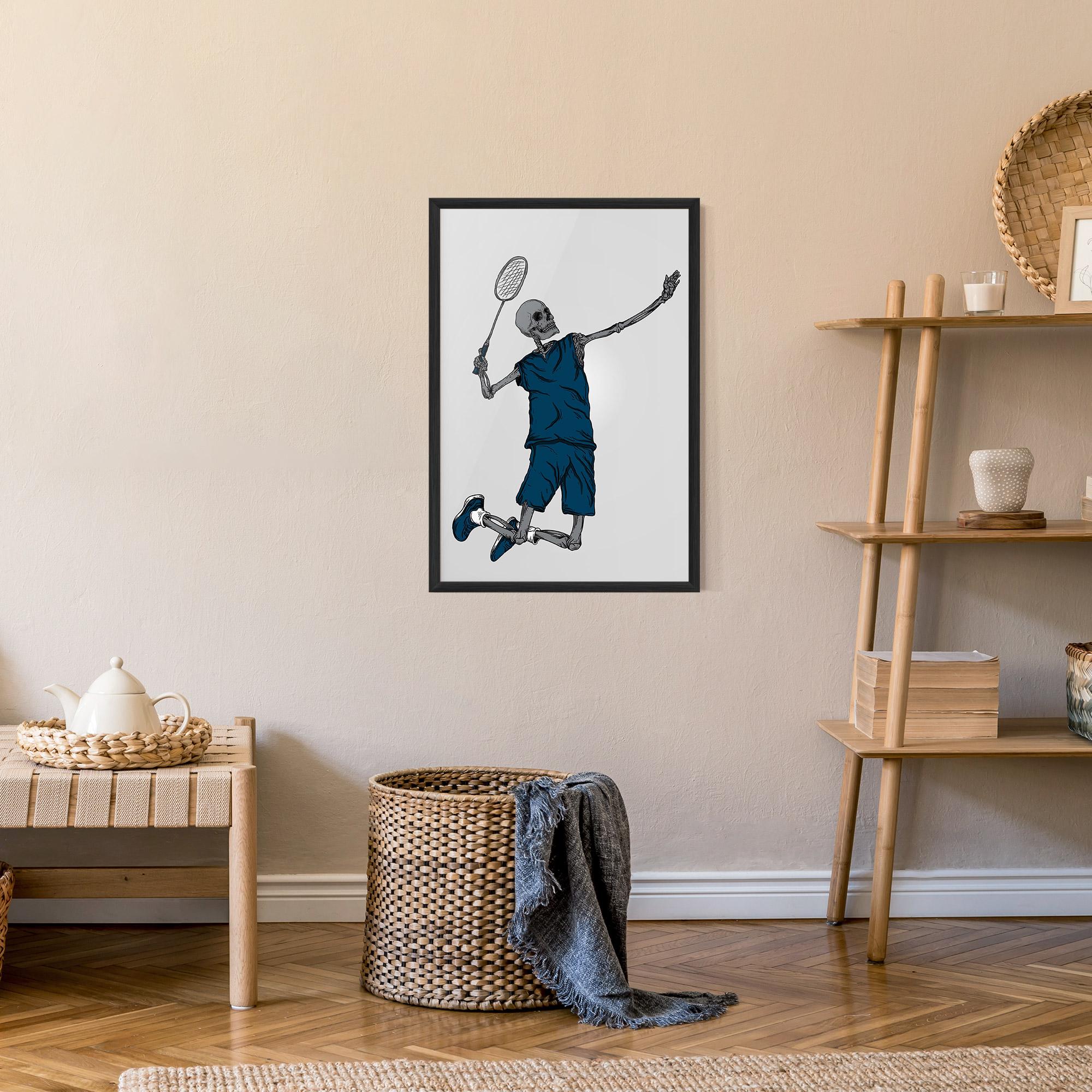 Poster Înrămat Blue Skull Tennis mockup 9