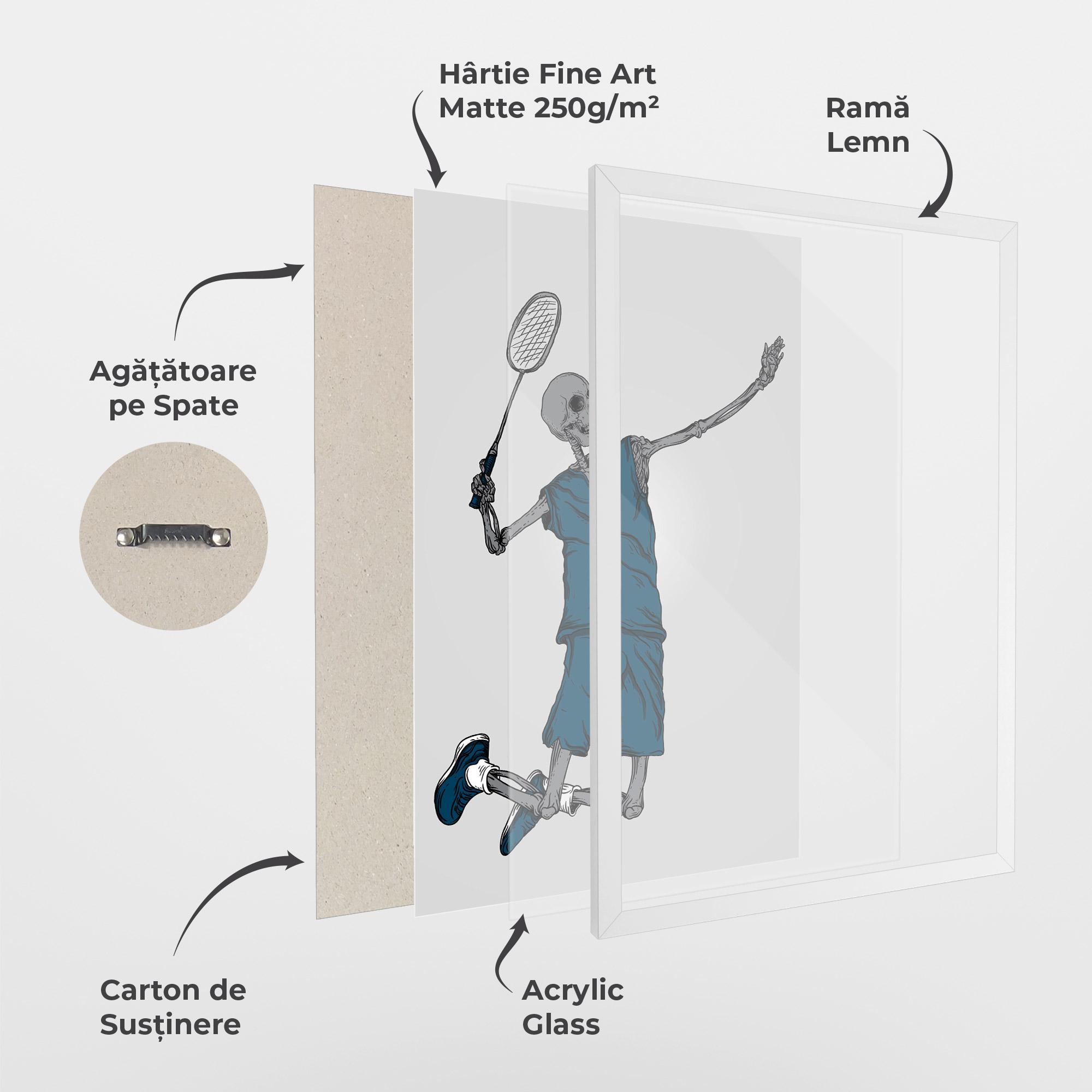 Poster Înrămat Blue Skull Tennis mockup 1