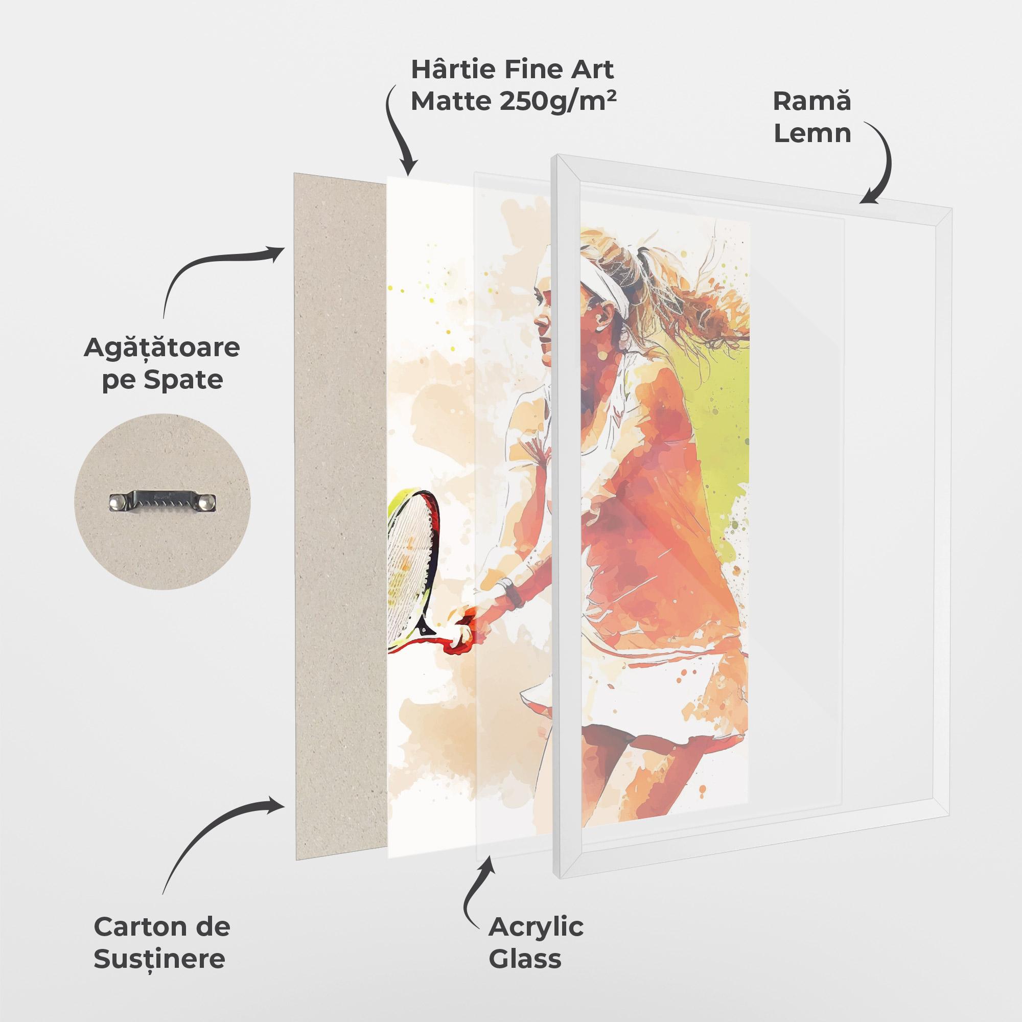 Poster Înrămat Orange Watercolor Tennis mockup 1