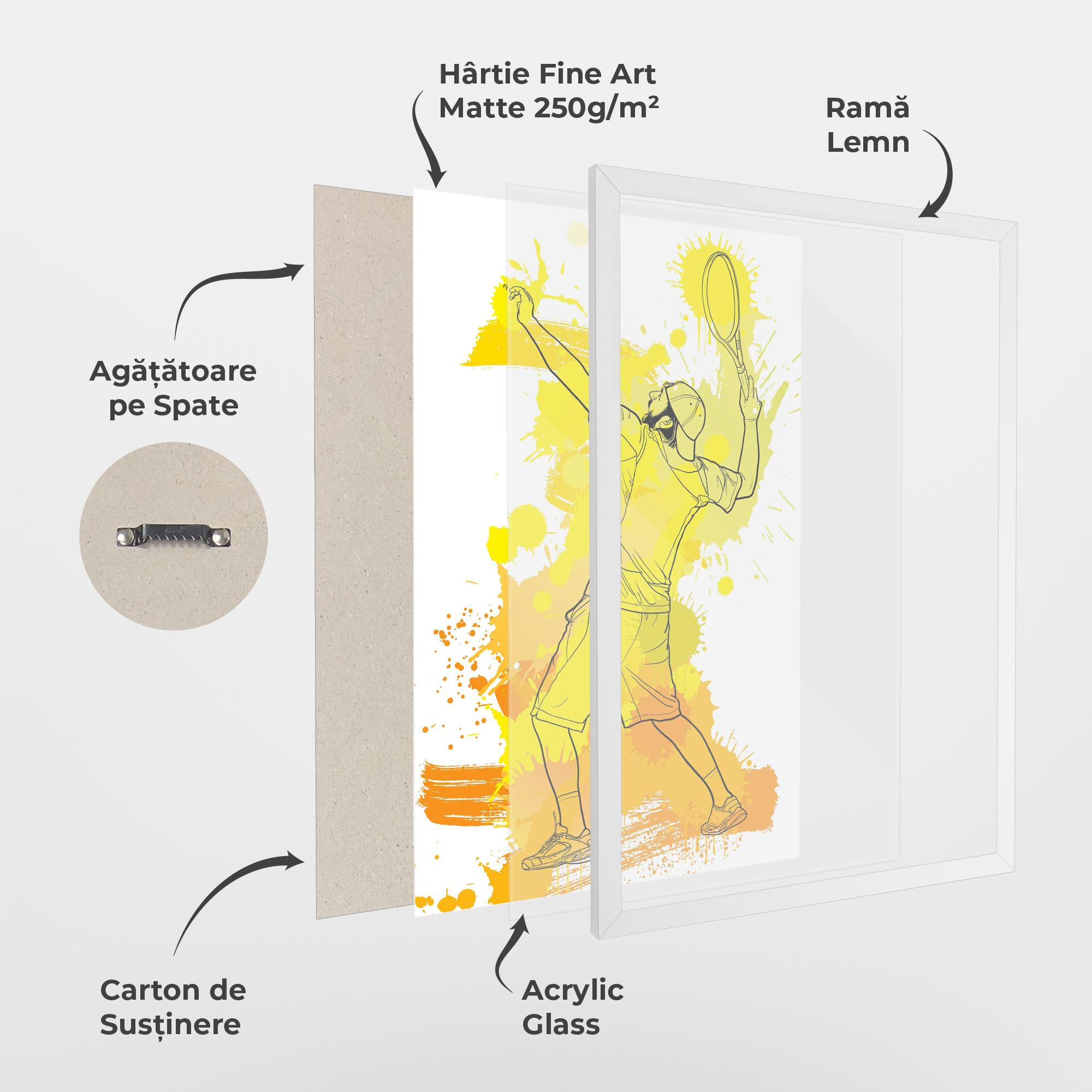 Poster Înrămat Yellow Art Tennis mockup 1