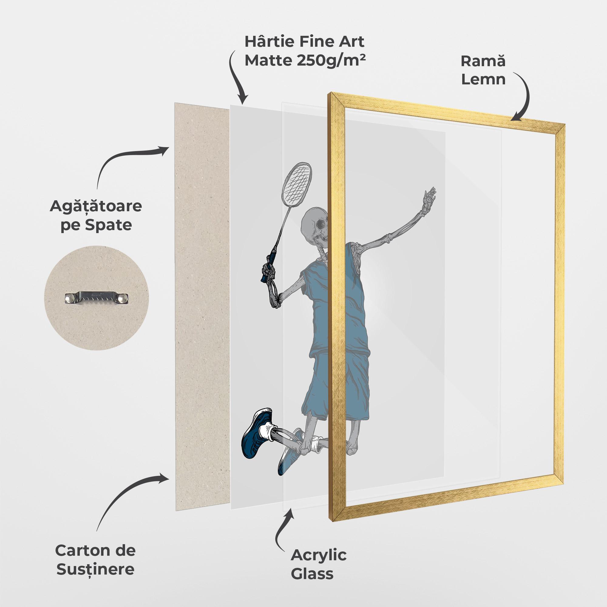 Poster Înrămat Blue Skull Tennis mockup 1