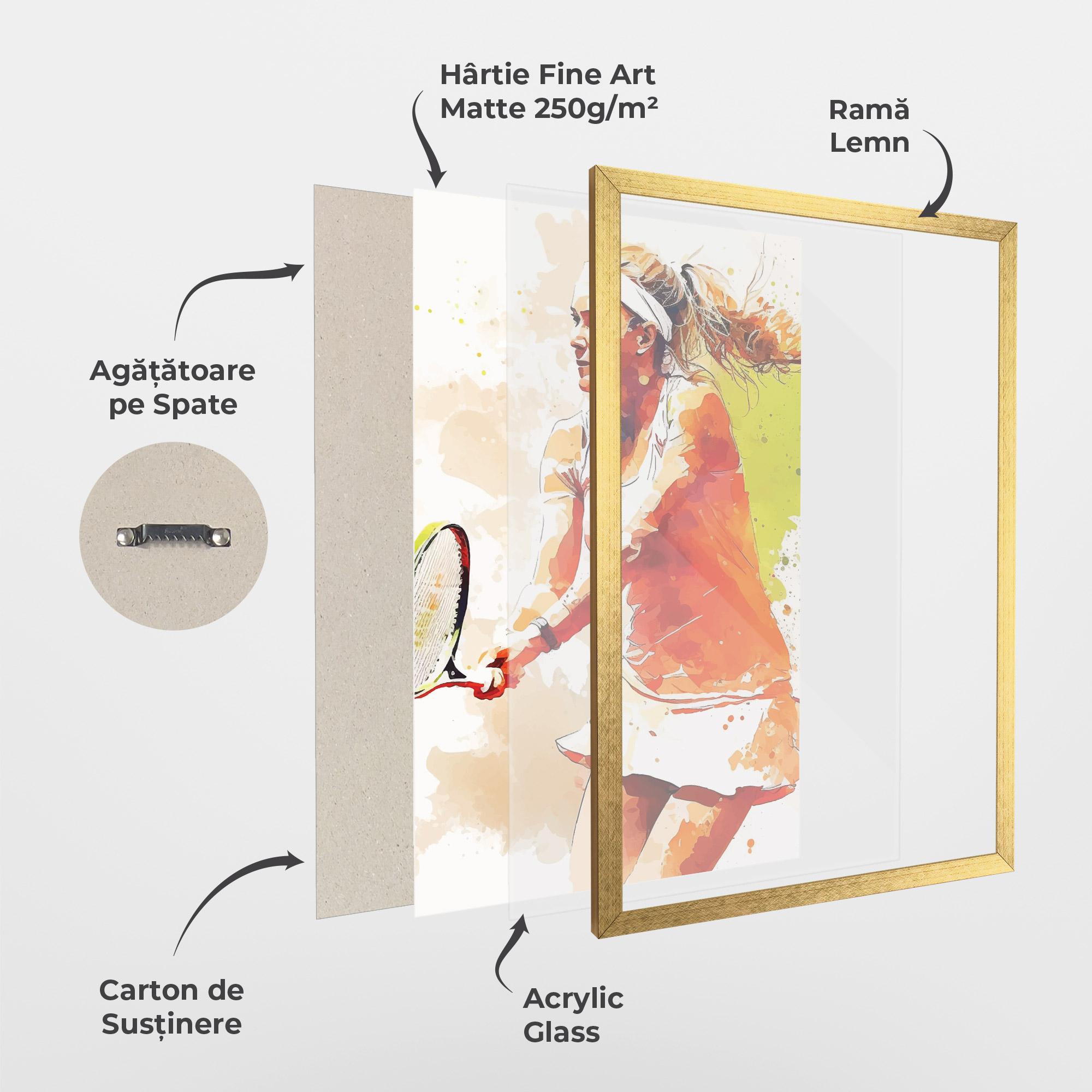 Poster Înrămat Orange Watercolor Tennis mockup 1