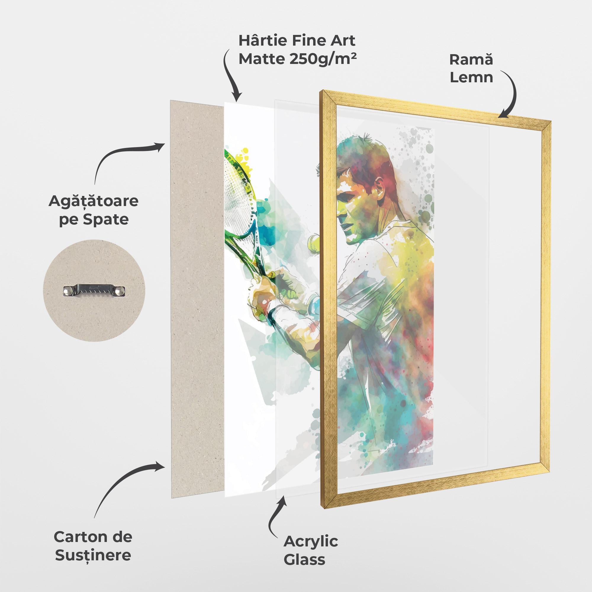 Poster Înrămat Tenis Watercolor mockup 1