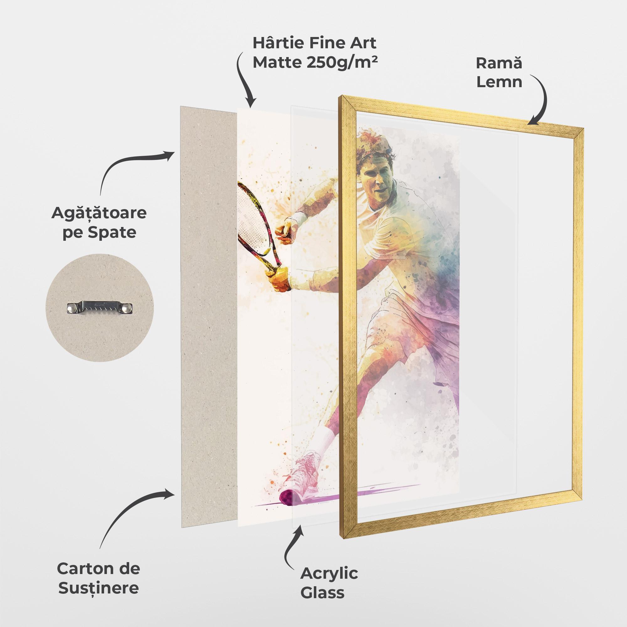 Poster Înrămat Watercolor Tennis mockup 1