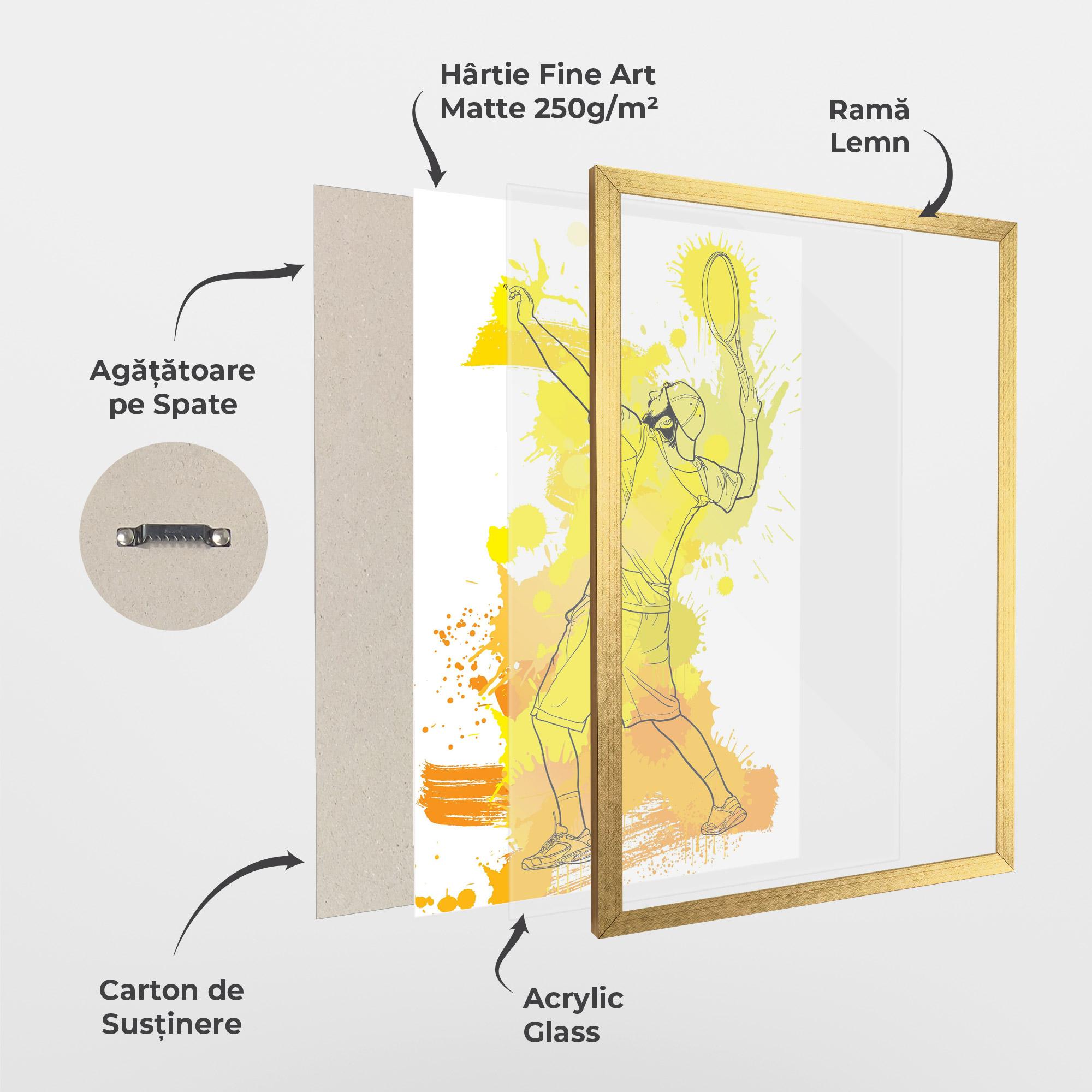 Poster Înrămat Yellow Art Tennis mockup 1
