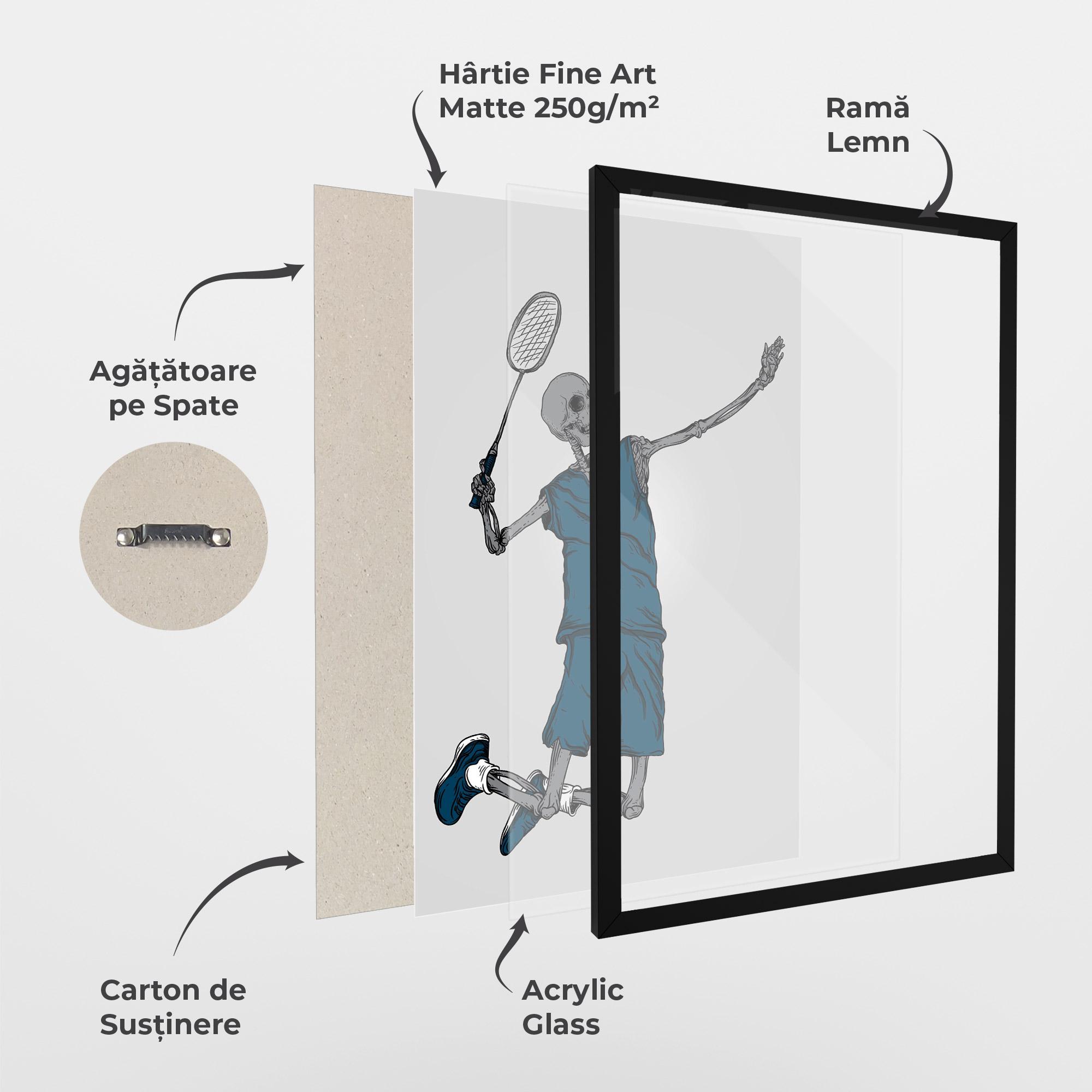 Poster Înrămat Blue Skull Tennis mockup 1