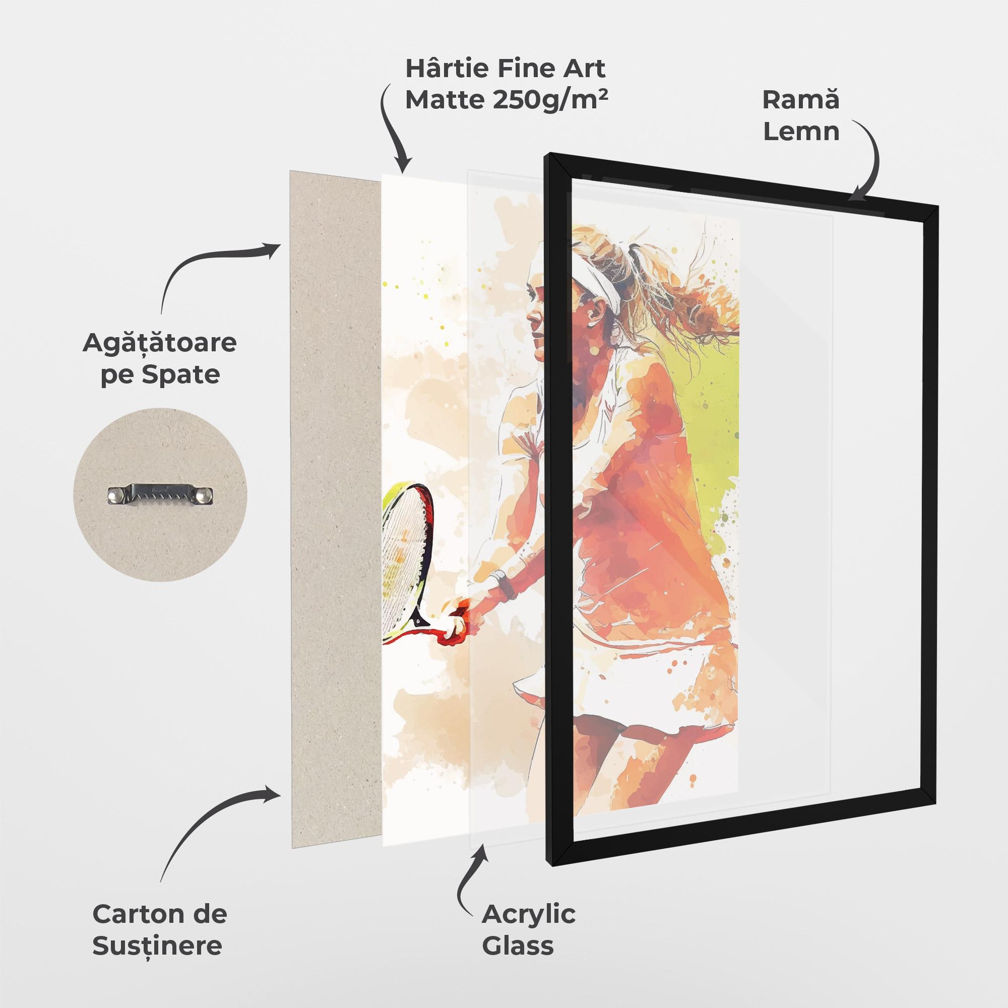 Poster Înrămat Orange Watercolor Tennis mockup 1