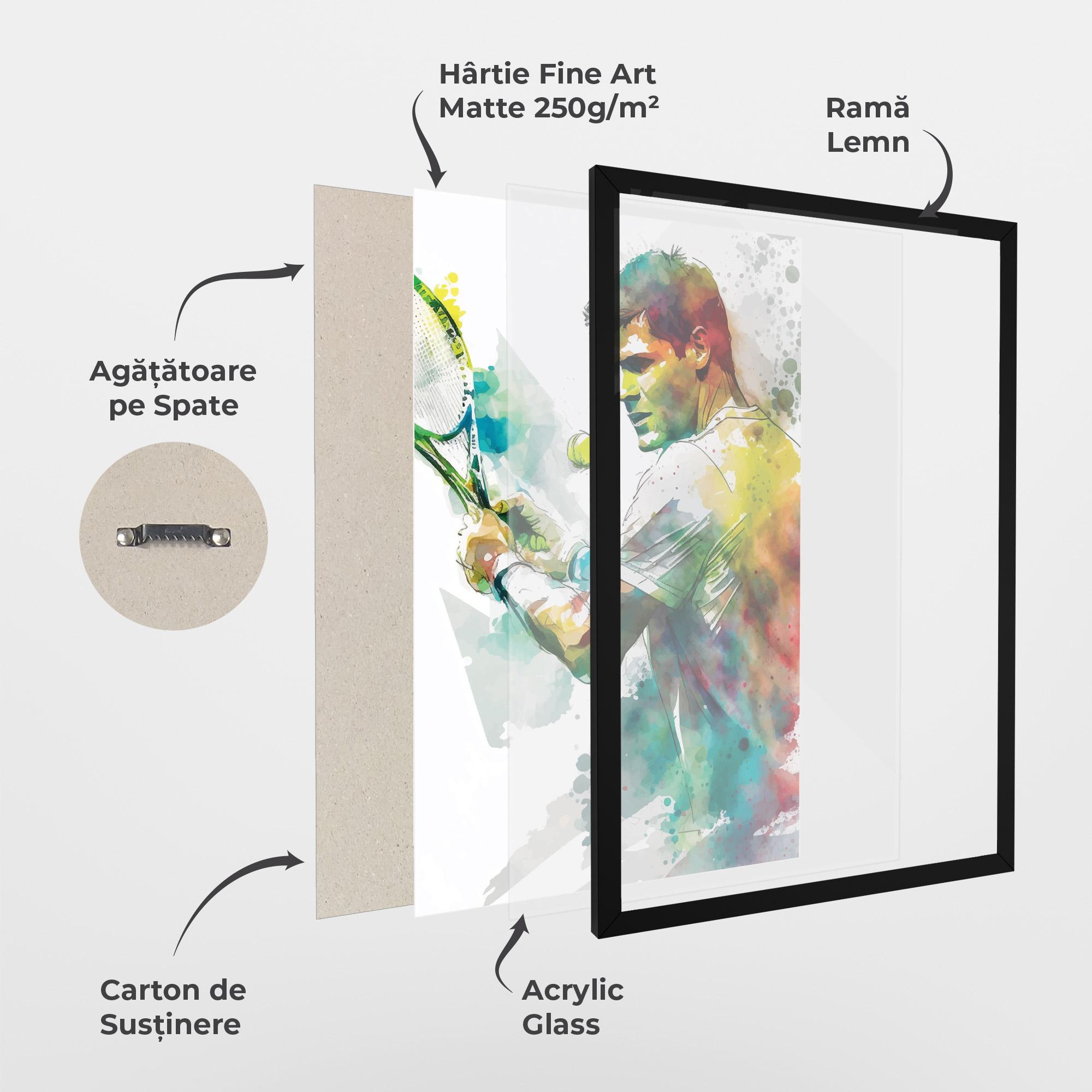 Poster Înrămat Tenis Watercolor mockup 1