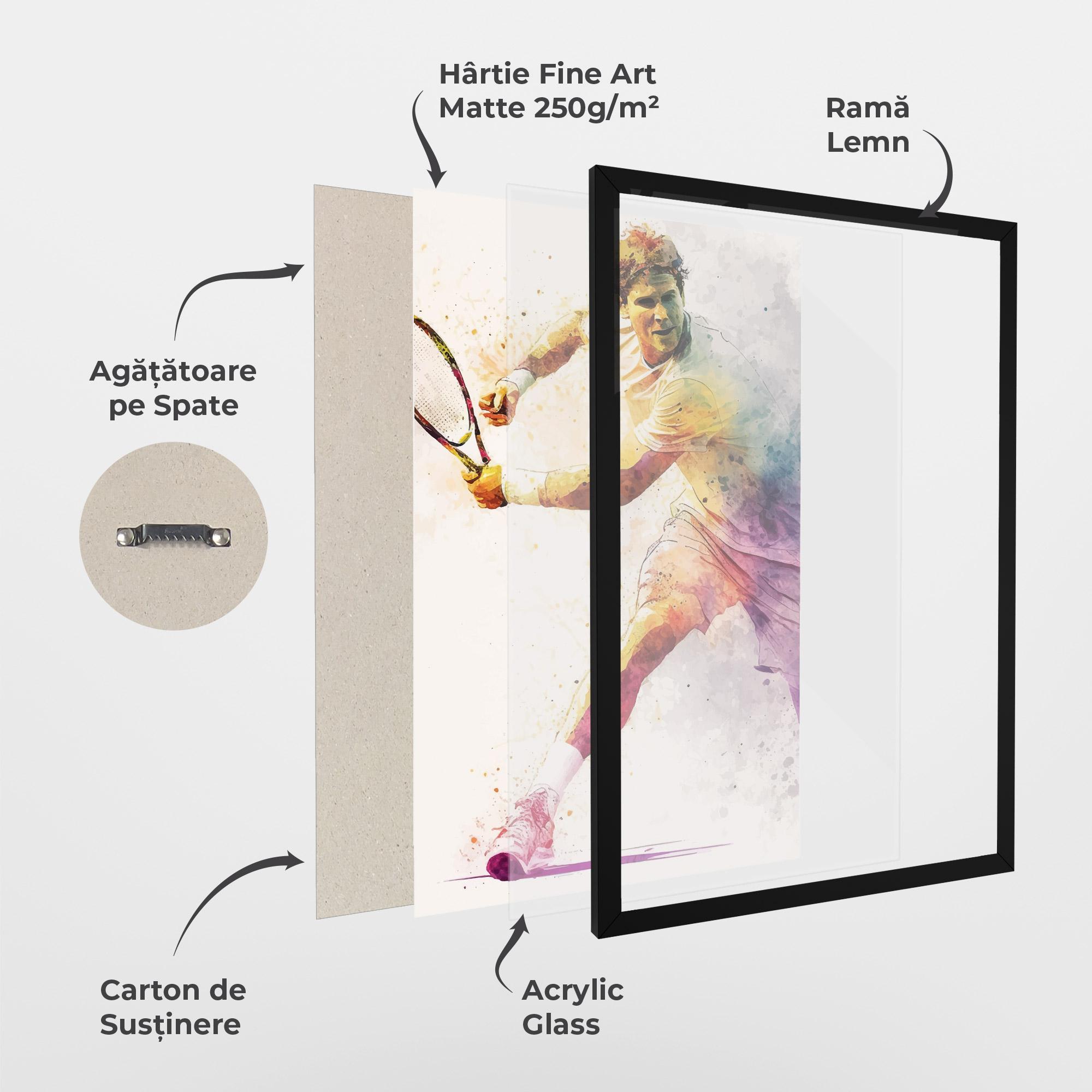 Poster Înrămat Watercolor Tennis mockup 1