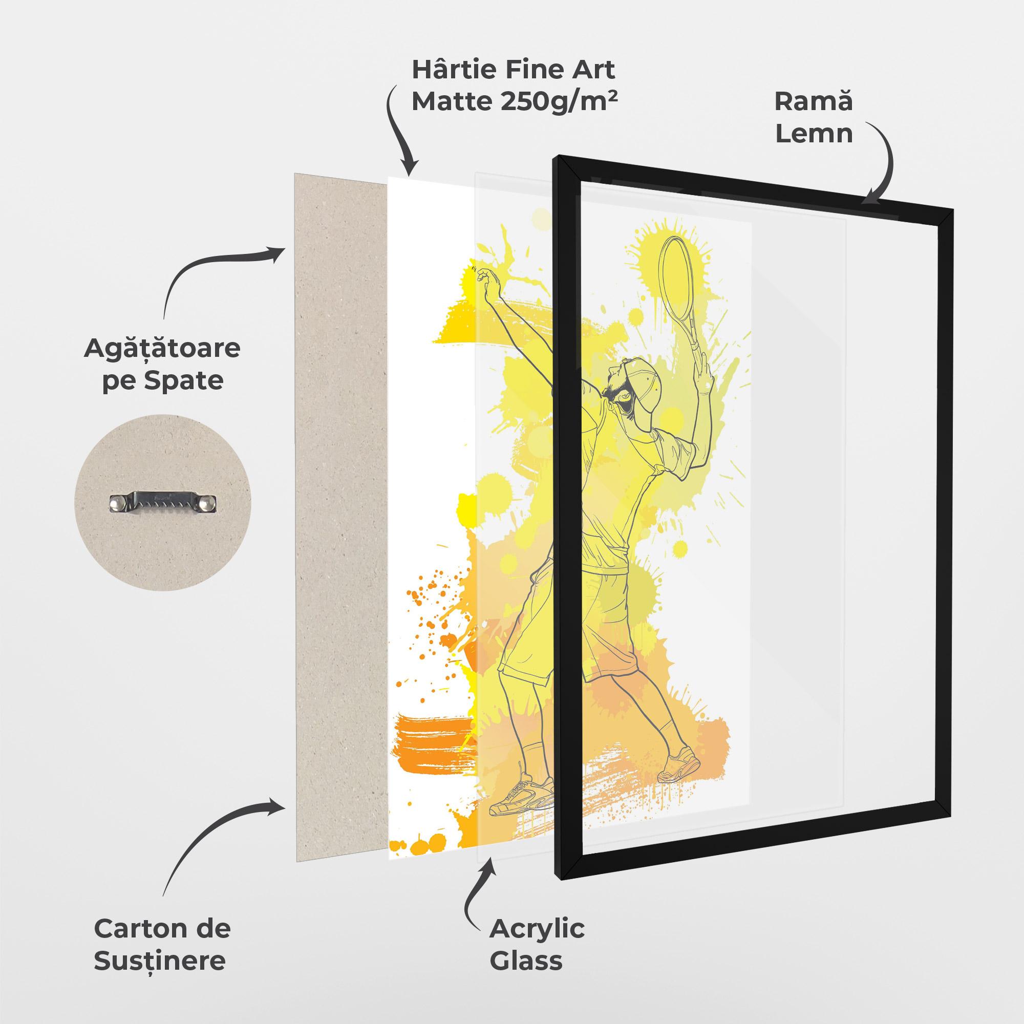 Poster Înrămat Yellow Art Tennis mockup 1