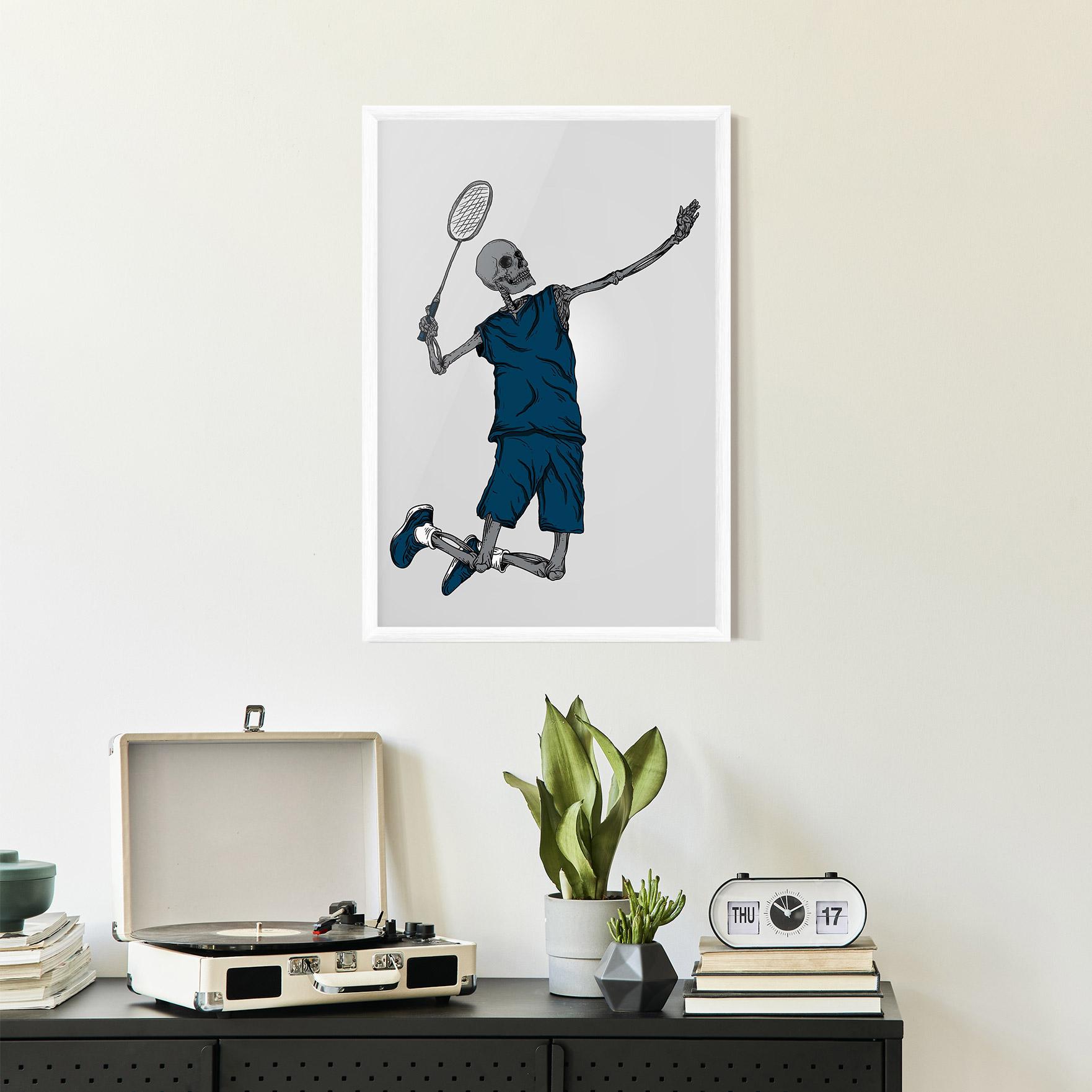 Poster Înrămat Blue Skull Tennis mockup 2