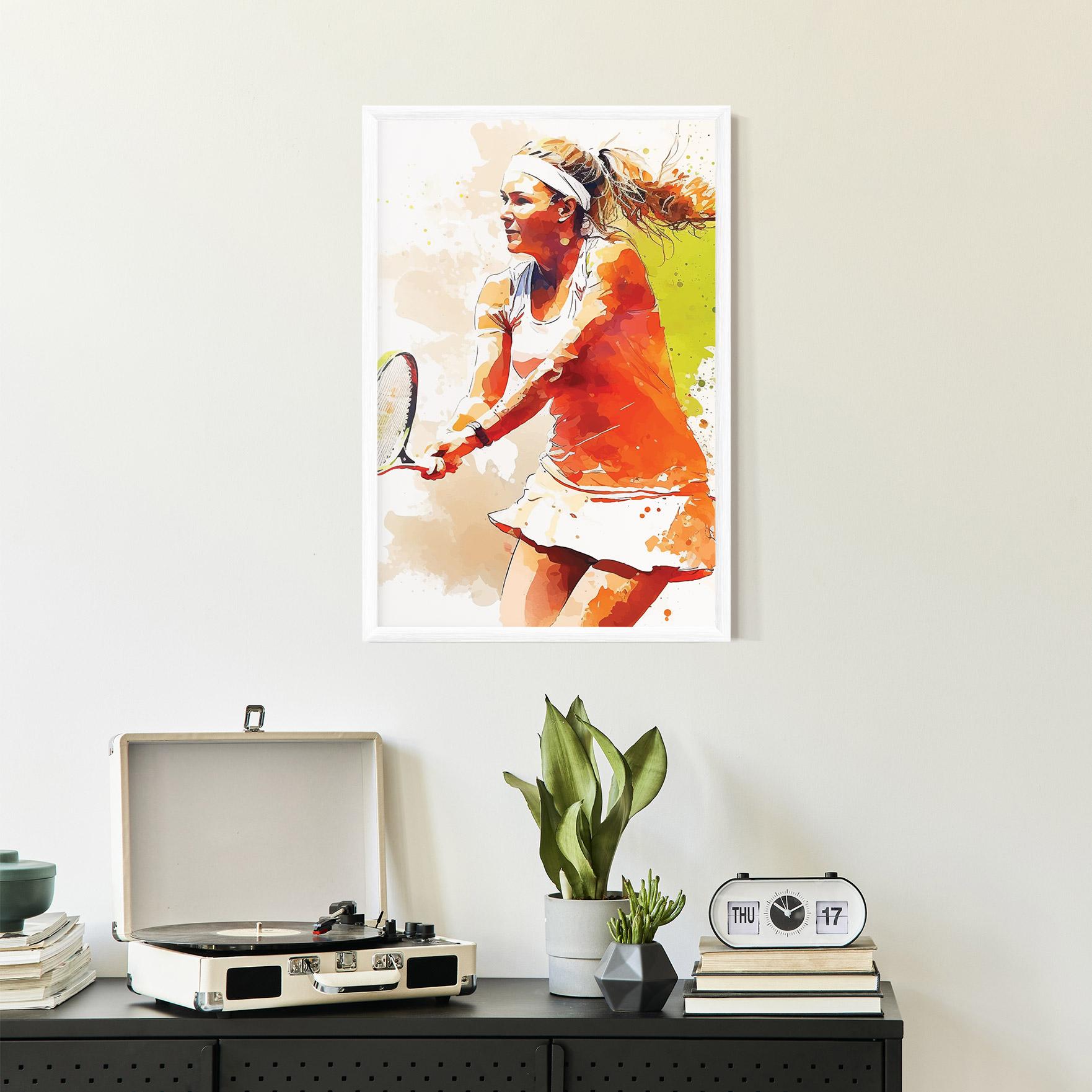 Poster Înrămat Orange Watercolor Tennis mockup 2