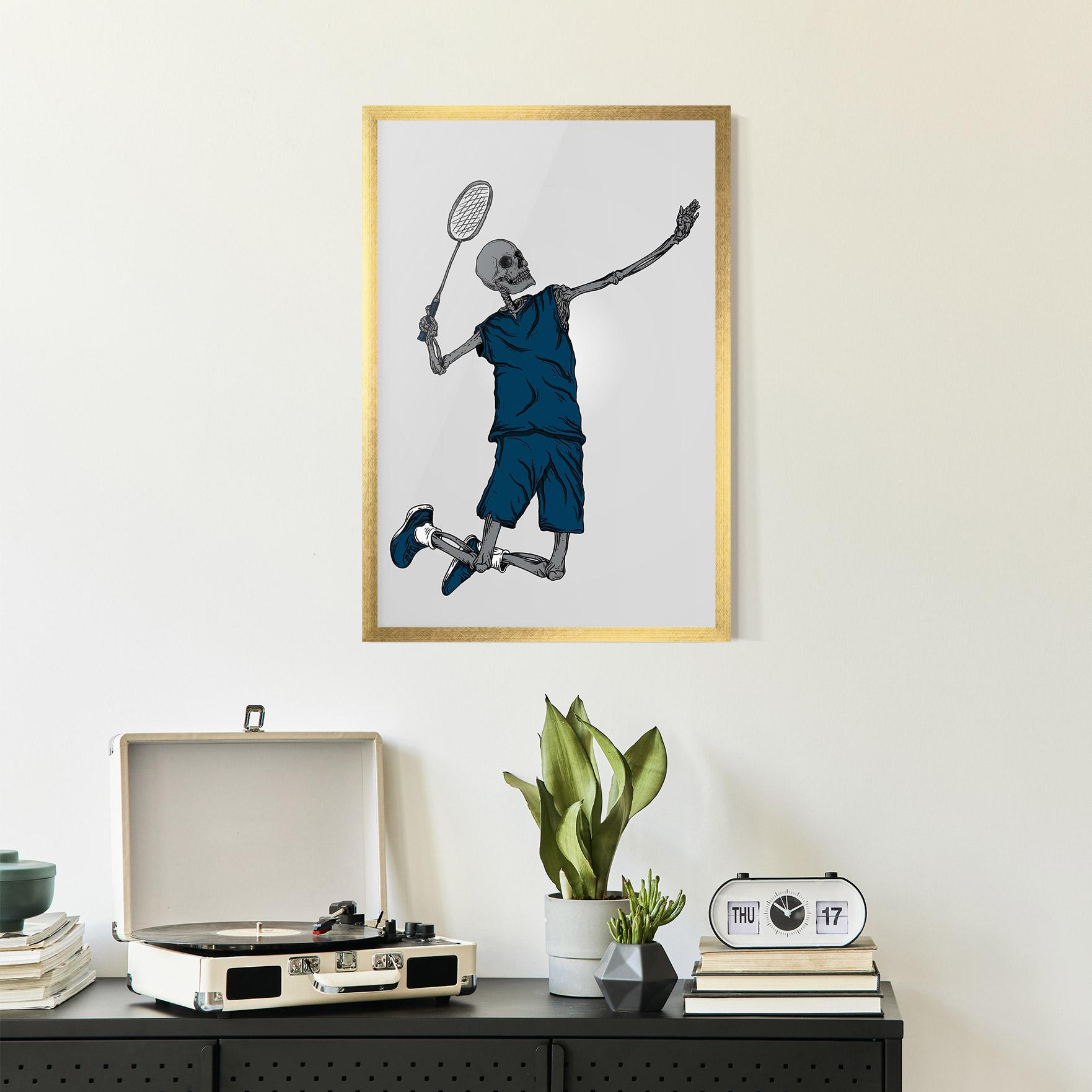 Poster Înrămat Blue Skull Tennis mockup 2