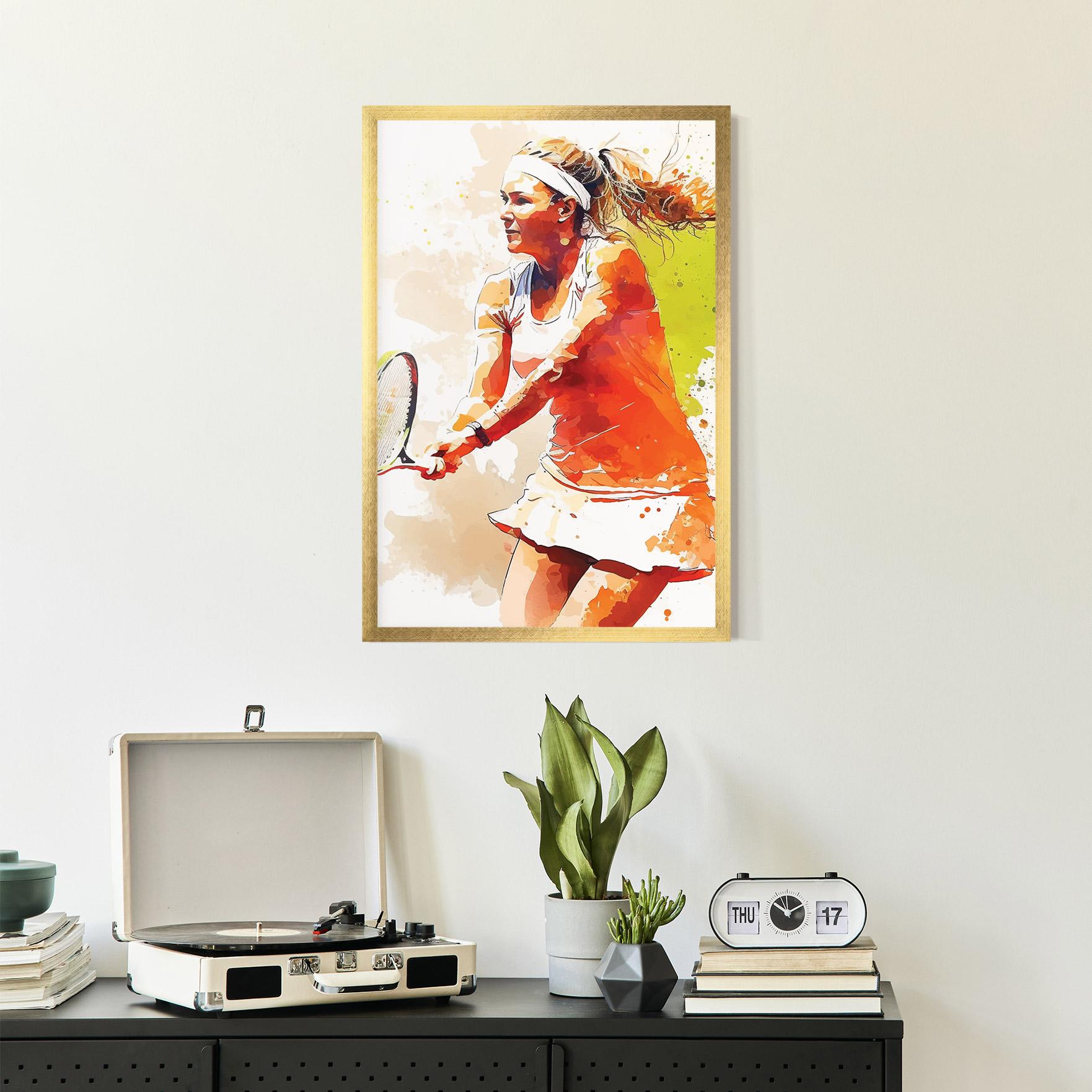 Poster Înrămat Orange Watercolor Tennis mockup 2