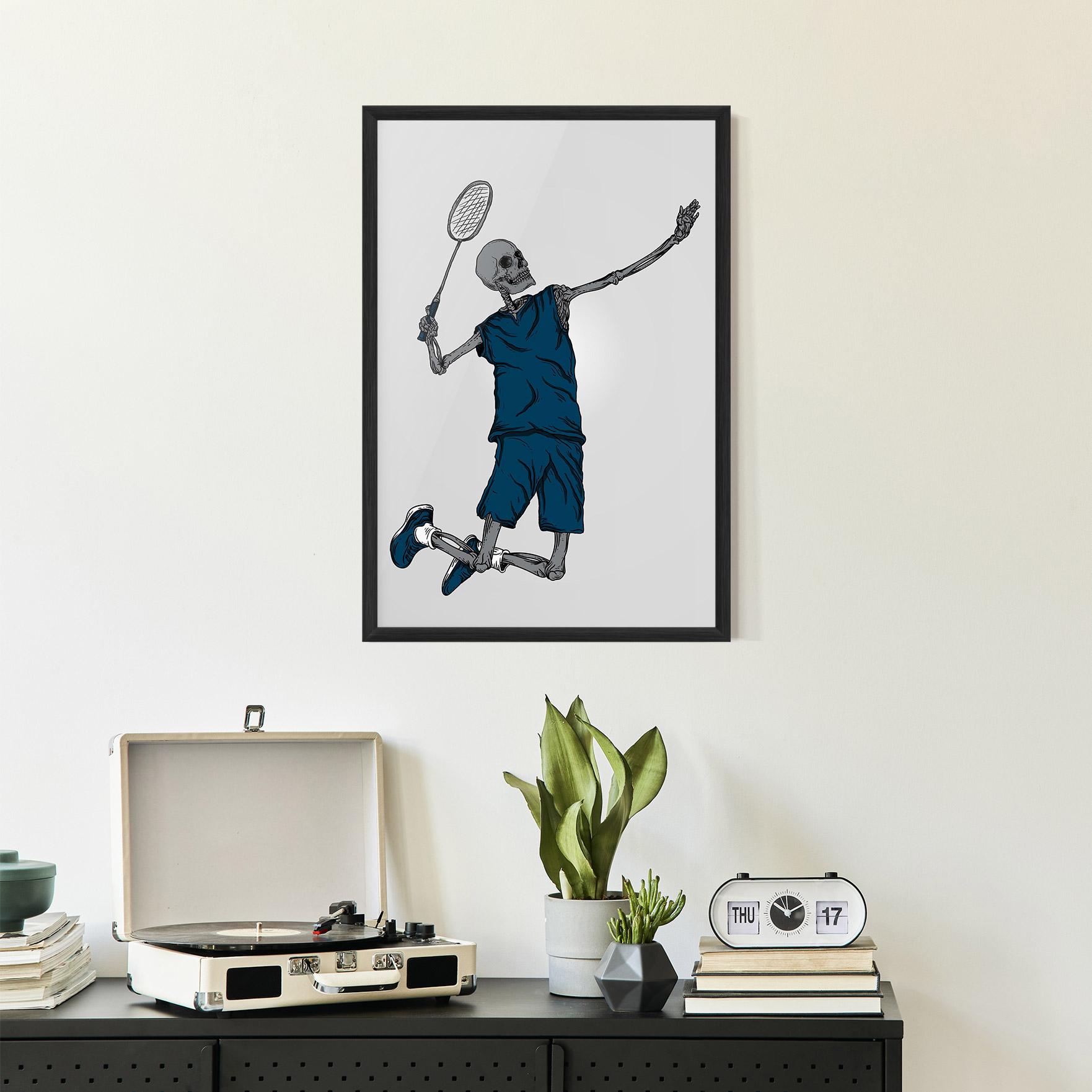 Poster Înrămat Blue Skull Tennis mockup 2