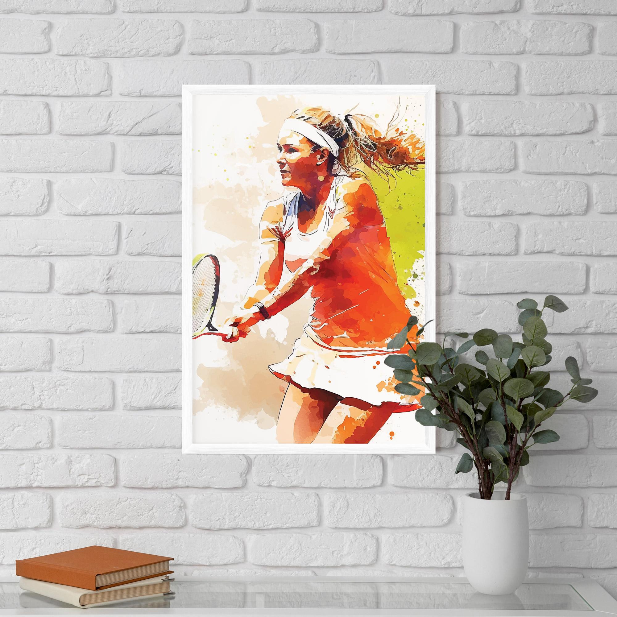 Poster Înrămat Orange Watercolor Tennis mockup 5