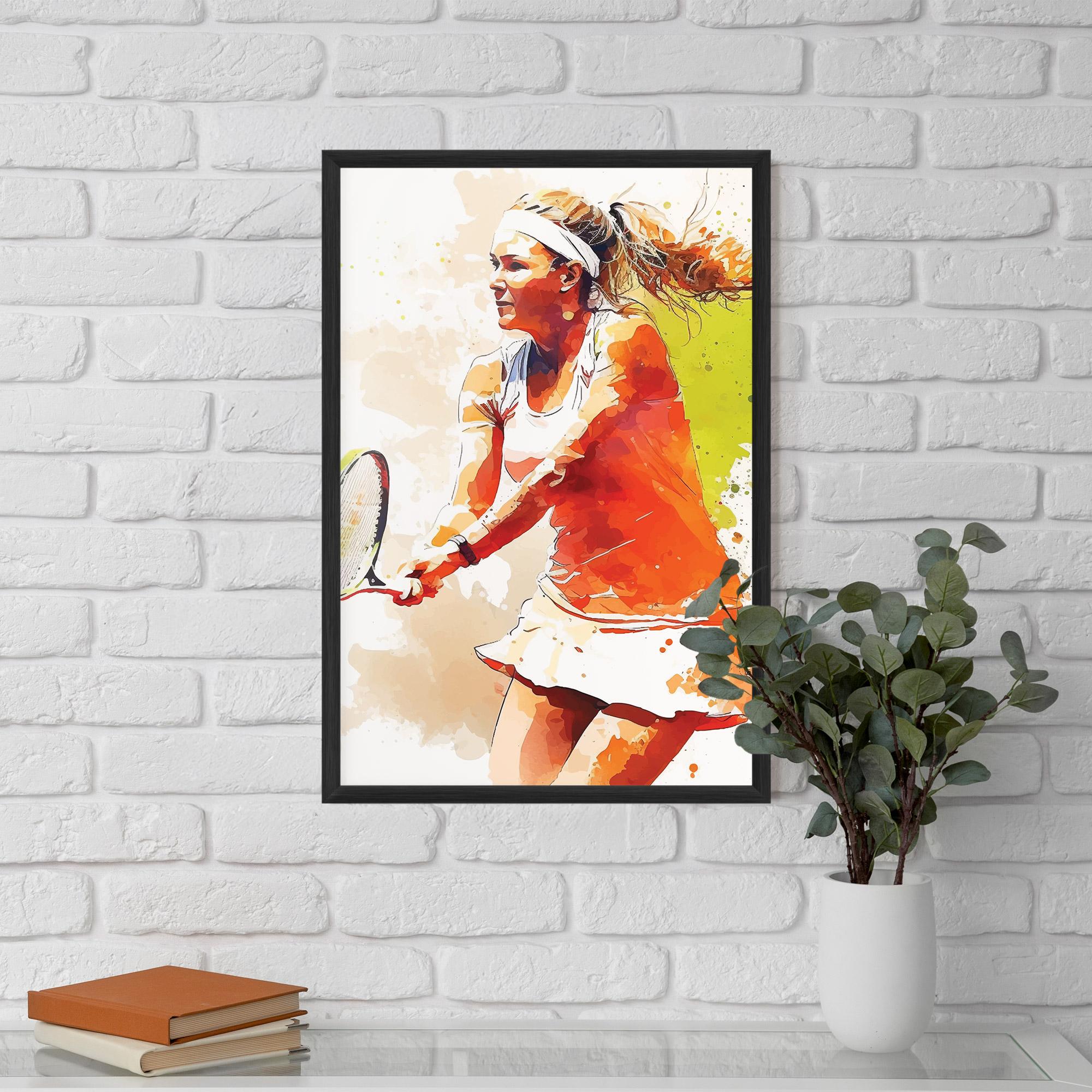 Poster Înrămat Orange Watercolor Tennis mockup 5