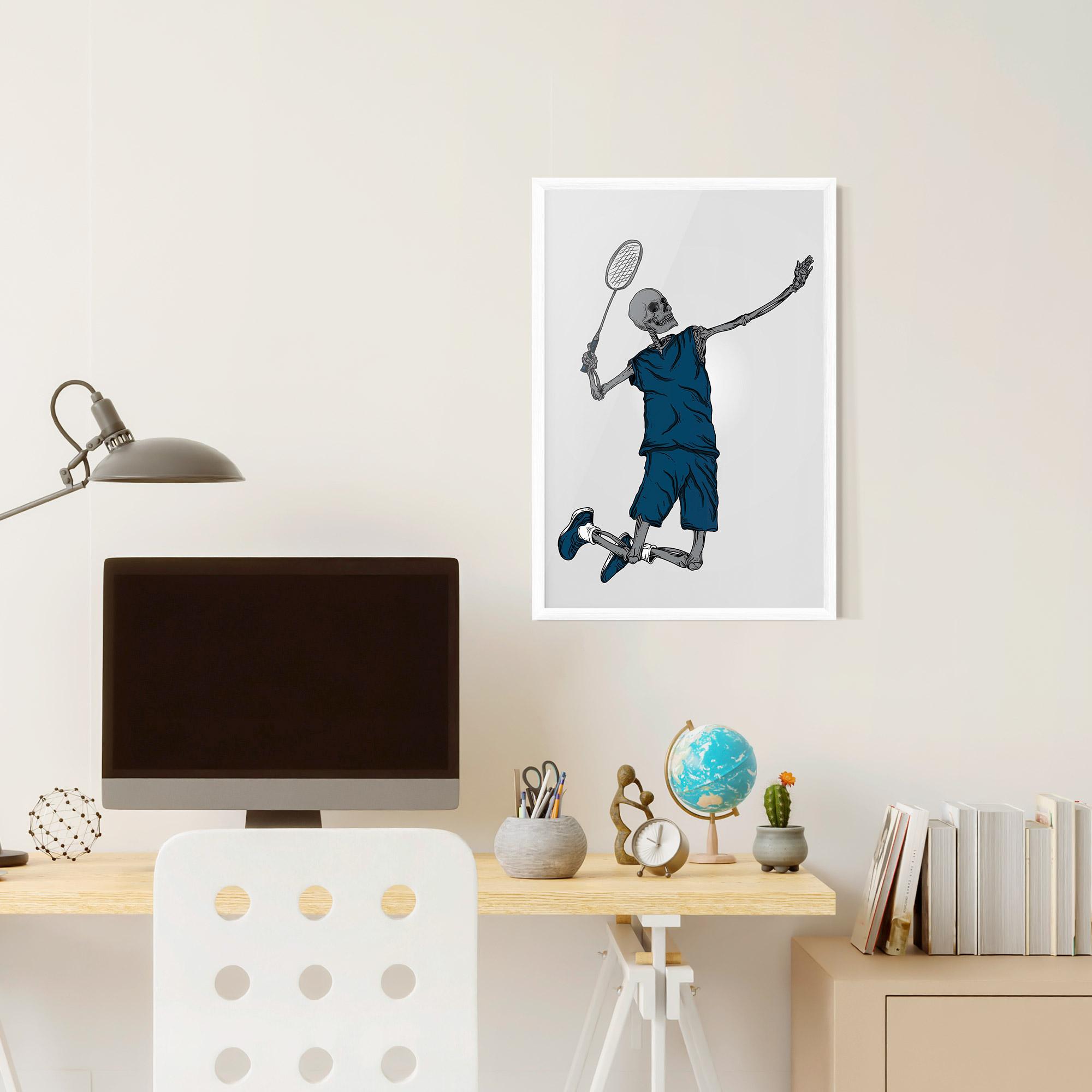Poster Înrămat Blue Skull Tennis mockup 6