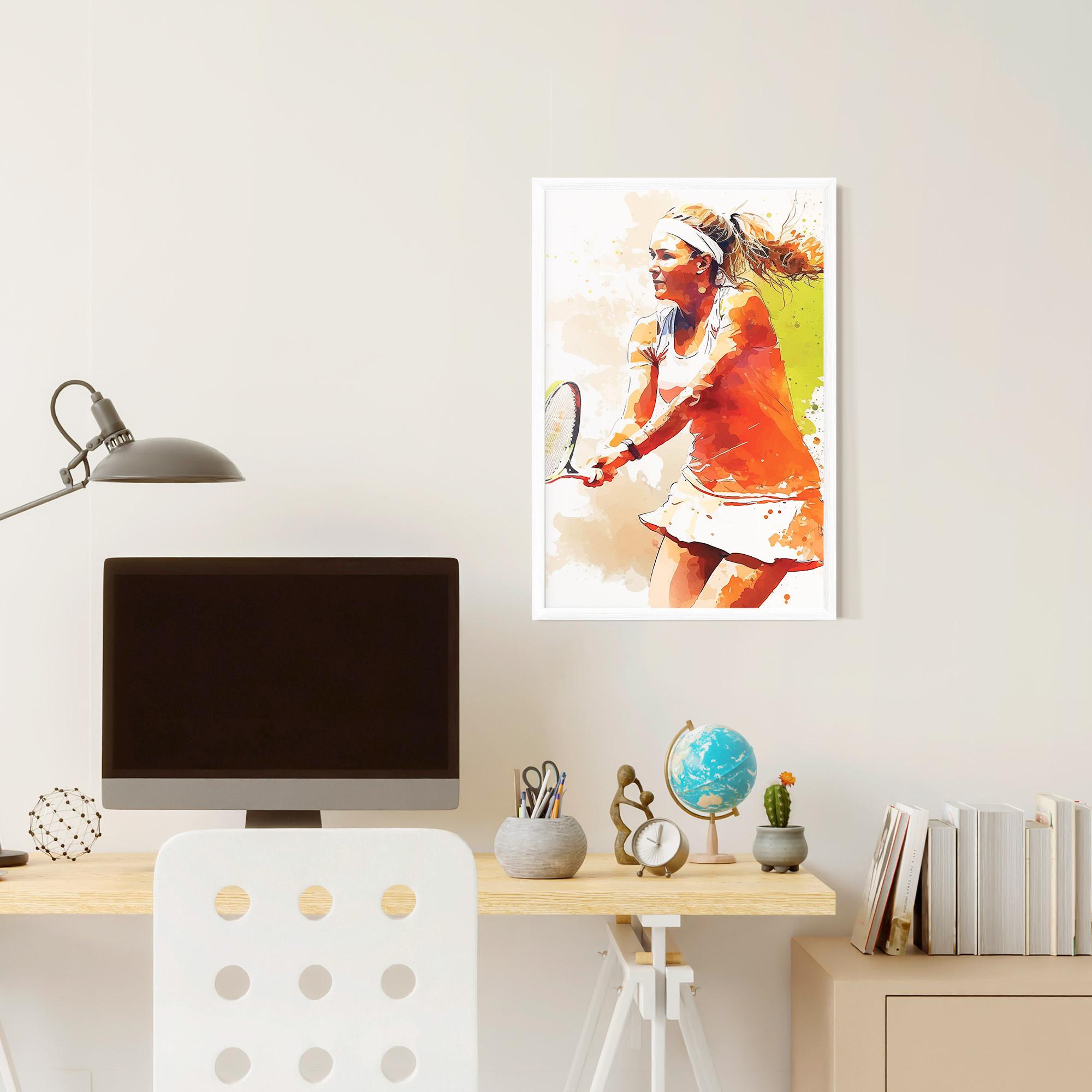 Poster Înrămat Orange Watercolor Tennis mockup 6