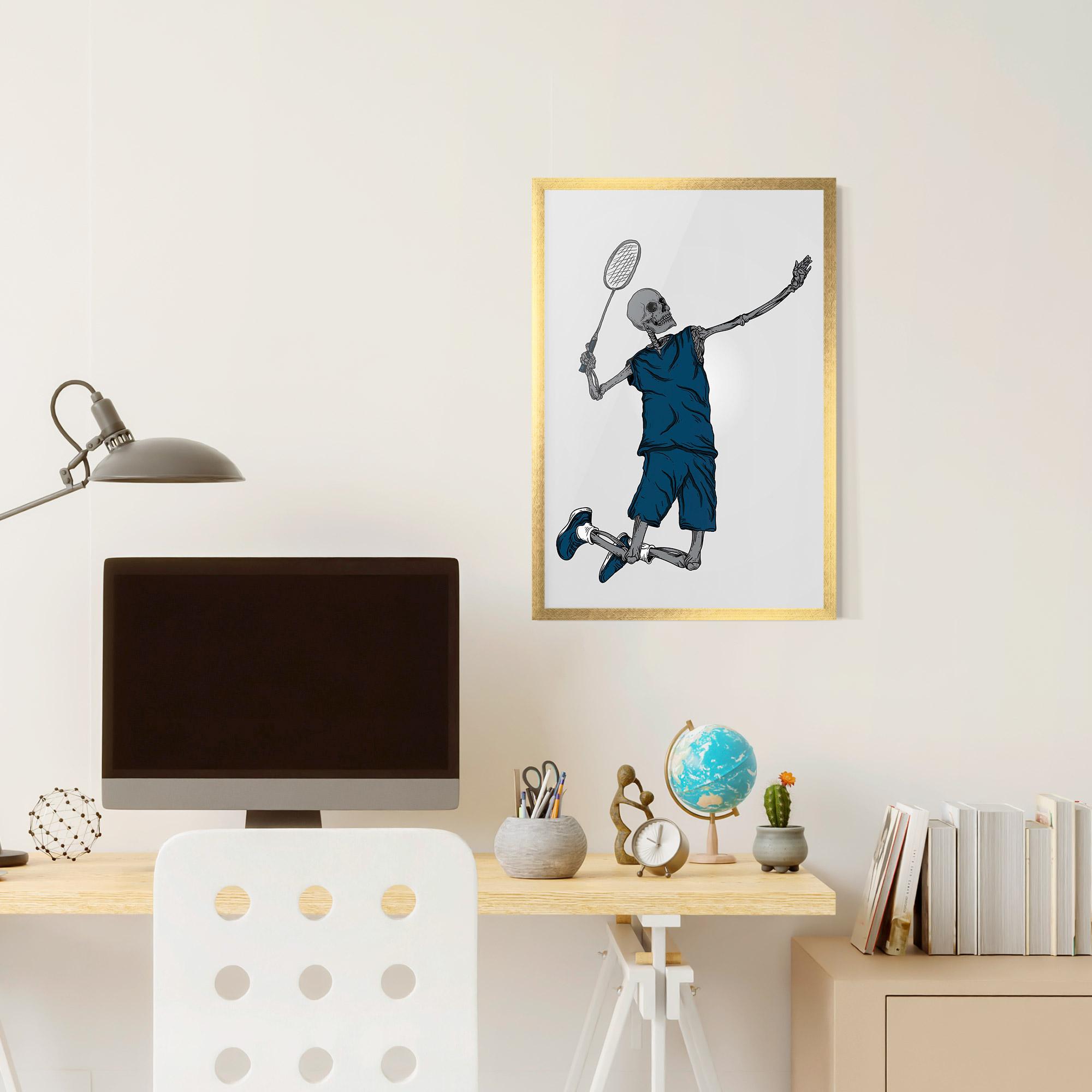 Poster Înrămat Blue Skull Tennis mockup 6